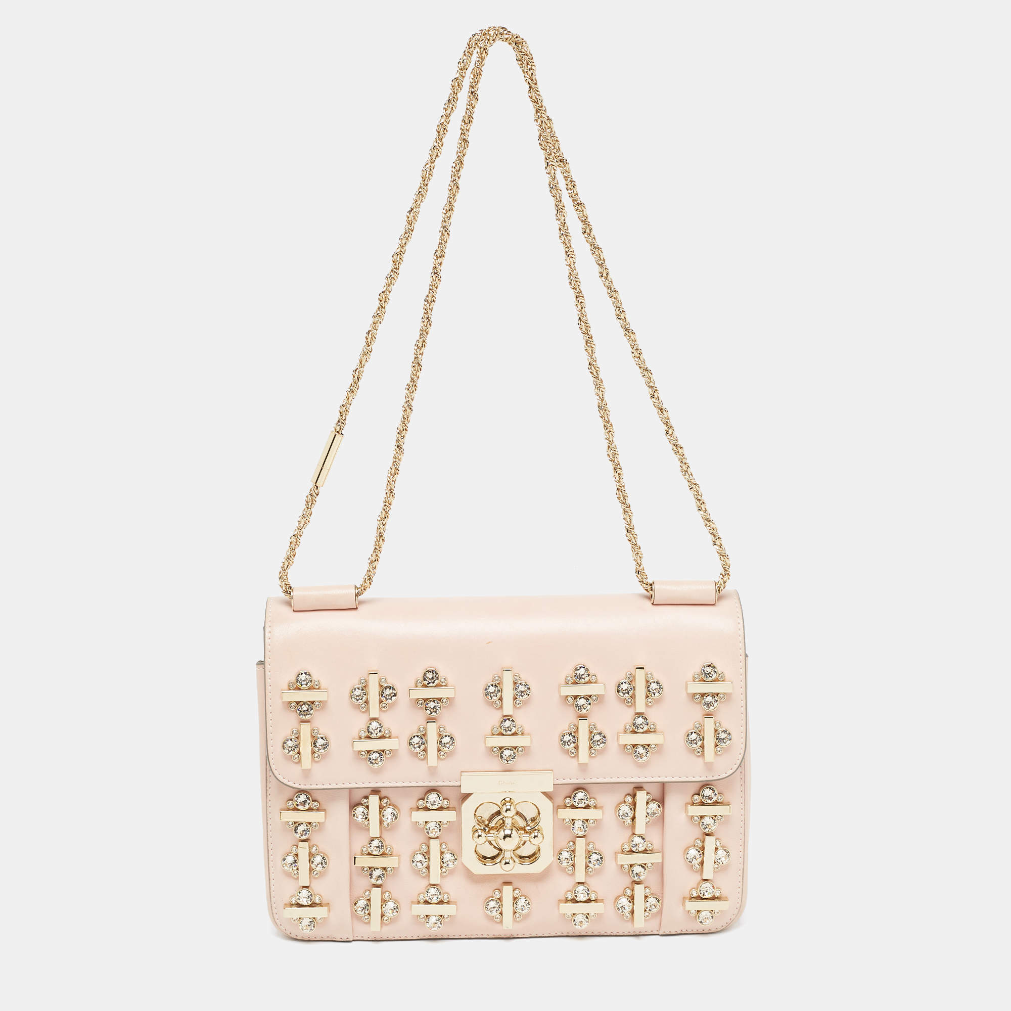 Pre Owned حقيبة كتف  كلوي السي جلد برتقالي مزخرفة بالكريستال متوسطة