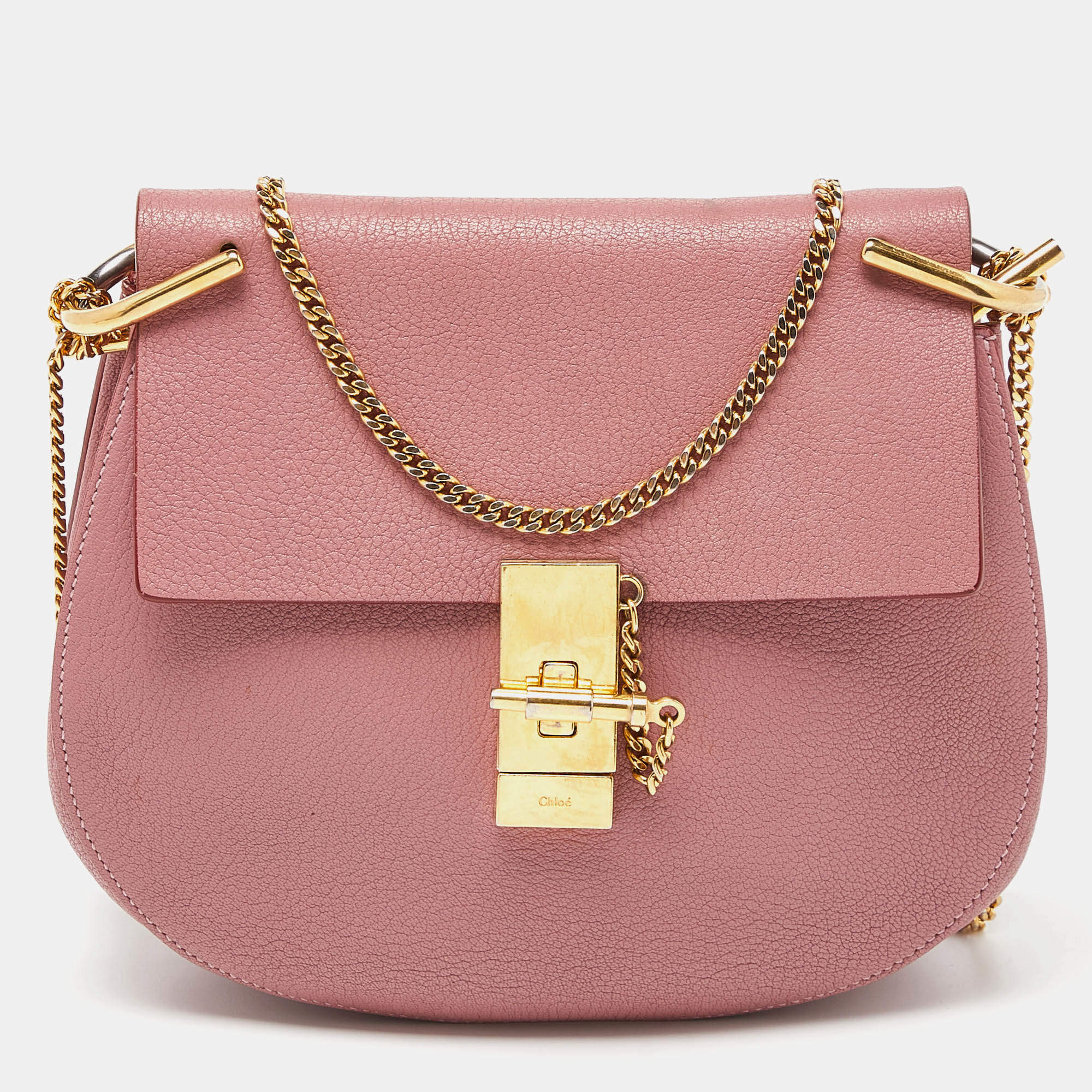 مملوكة مسبقًا Chloe Pink Leather Medium Drew Shoulder Bag