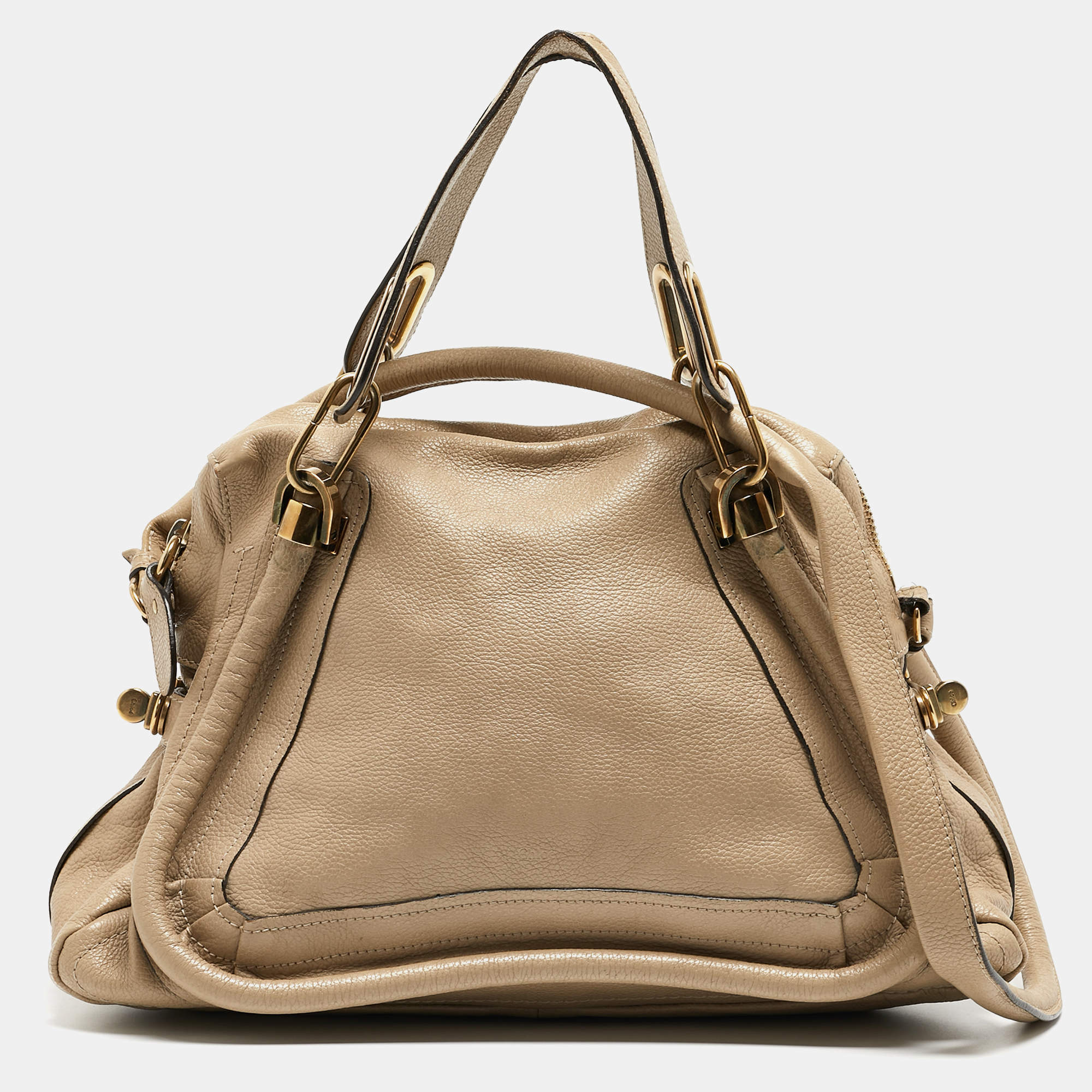 Pre Owned Chloe Beige Leather Medium Paraty Satchel