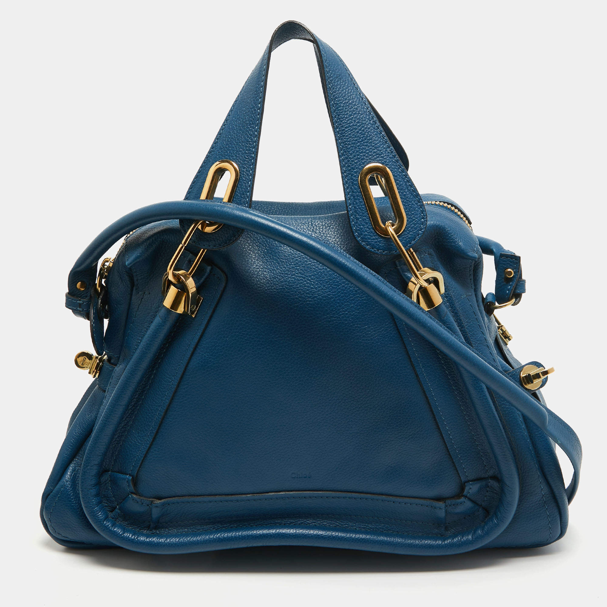 Chloe Blue Leather Medium Paraty Satchel