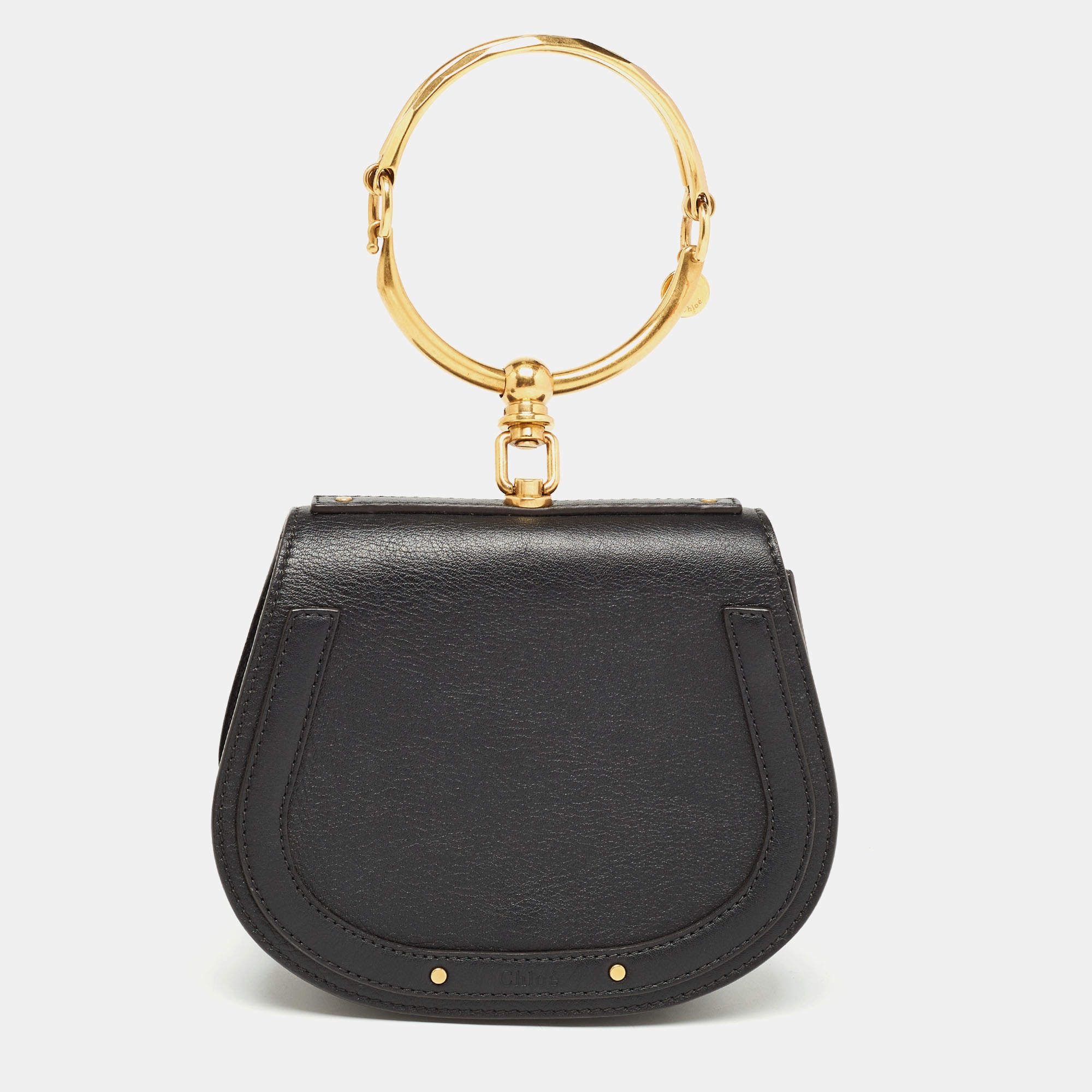 Pre Owned Chloe Black Leather Small Nile Bracelet Bag