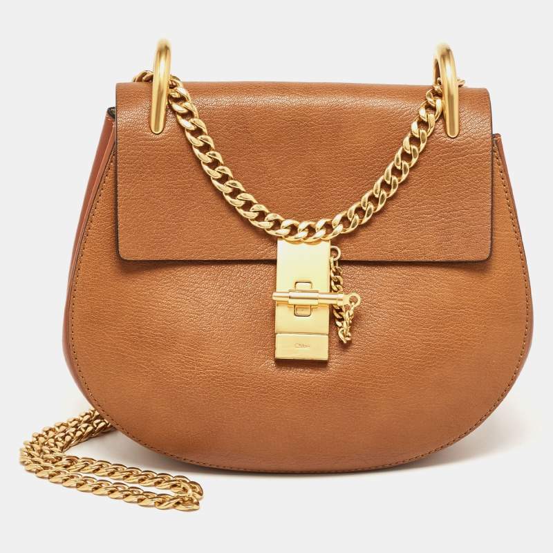 مملوكة مسبقًا Chloe Brown Leather Medium Drew Shoulder Bag