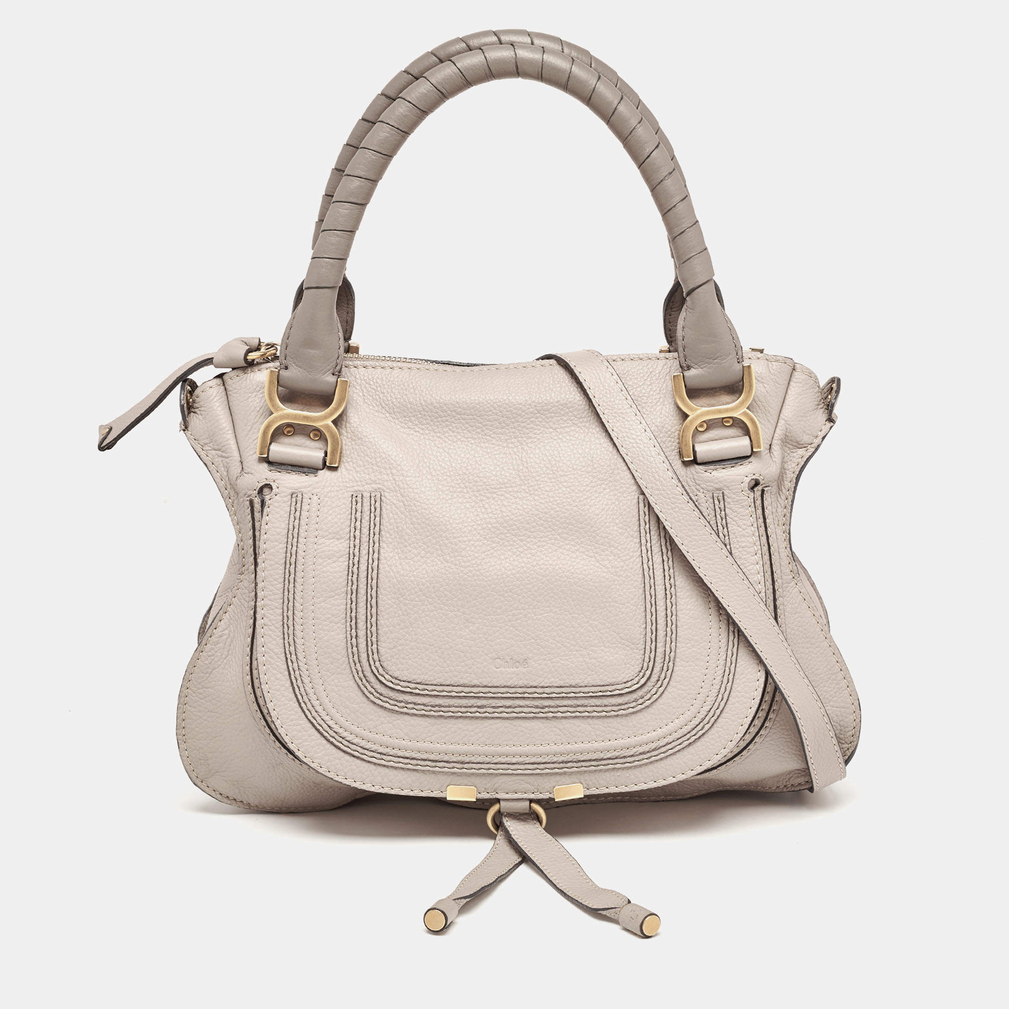 Pre Owned Chloé Grey Leather Medium Marcie Satchel