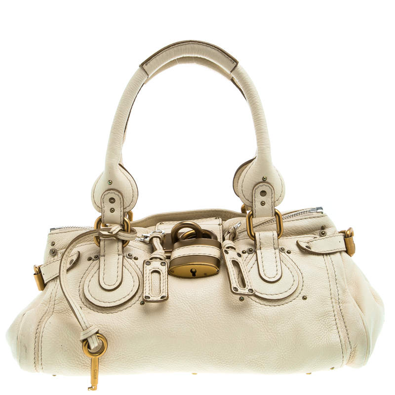 Pre Owned Chloe Cream Leather Medium Paddington Satchel