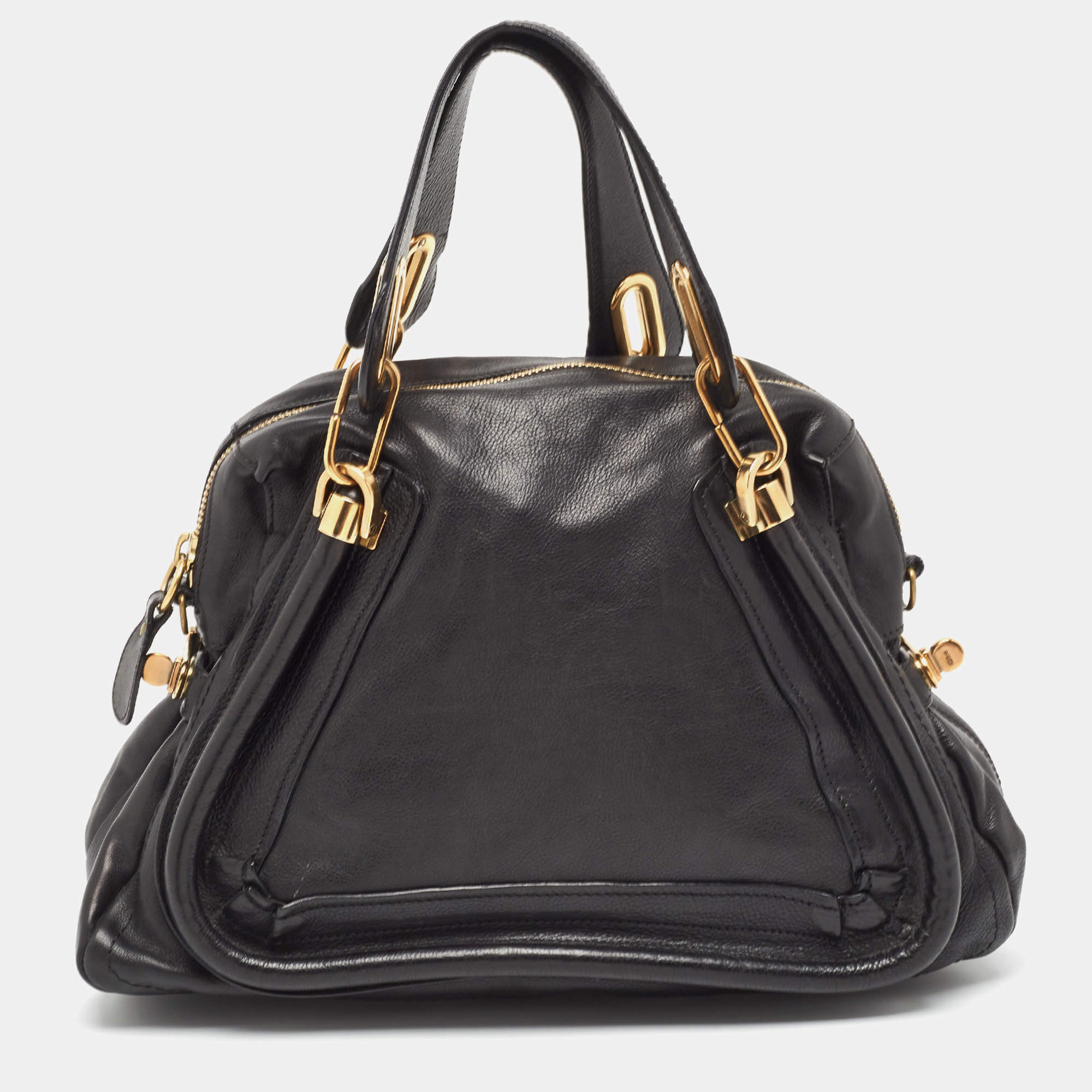Pre Owned Chloe Black Leather Medium Paraty Satchel