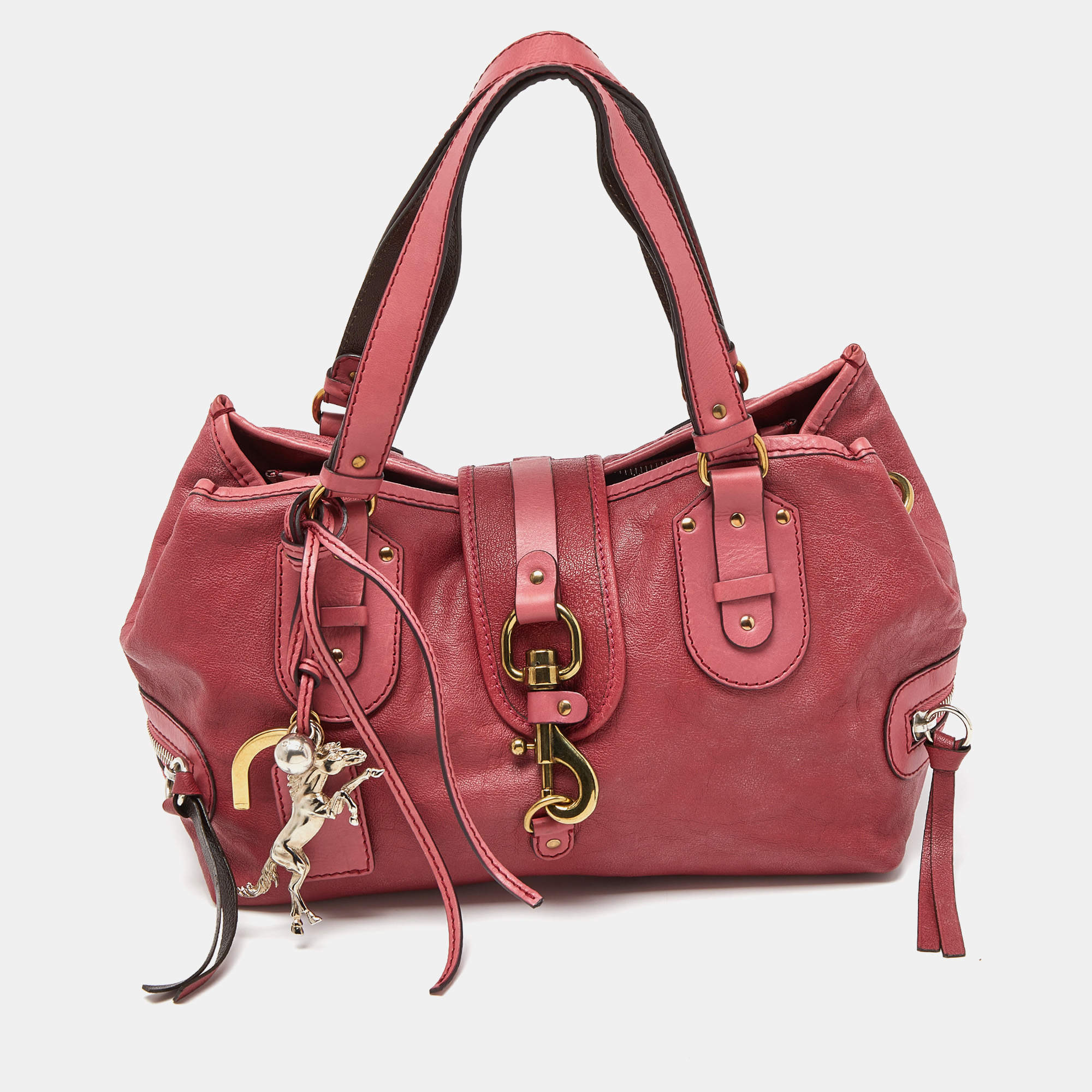 Pre Owned Chloe Pink/Brown Leather Paddington Satchel