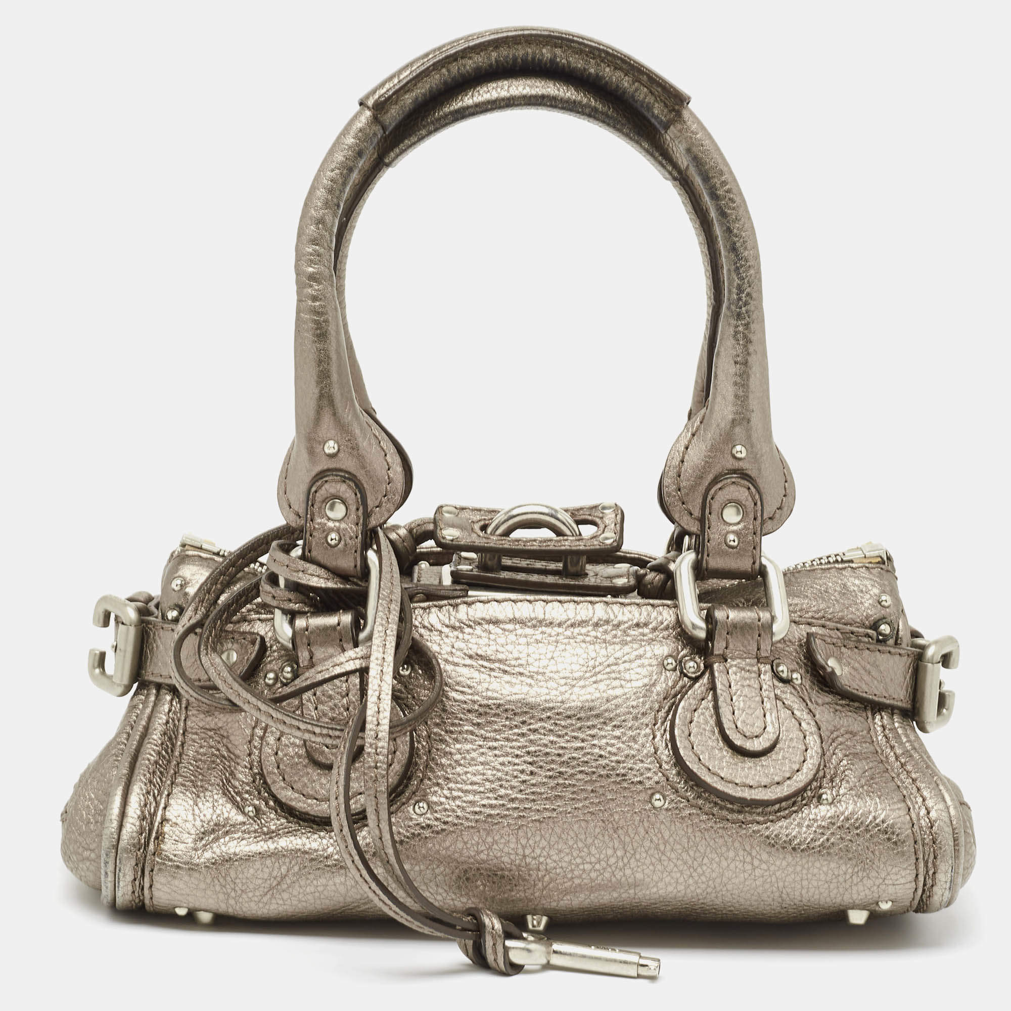 Pre Owned Chloe Metallic Leather Mini Paddington Satchel