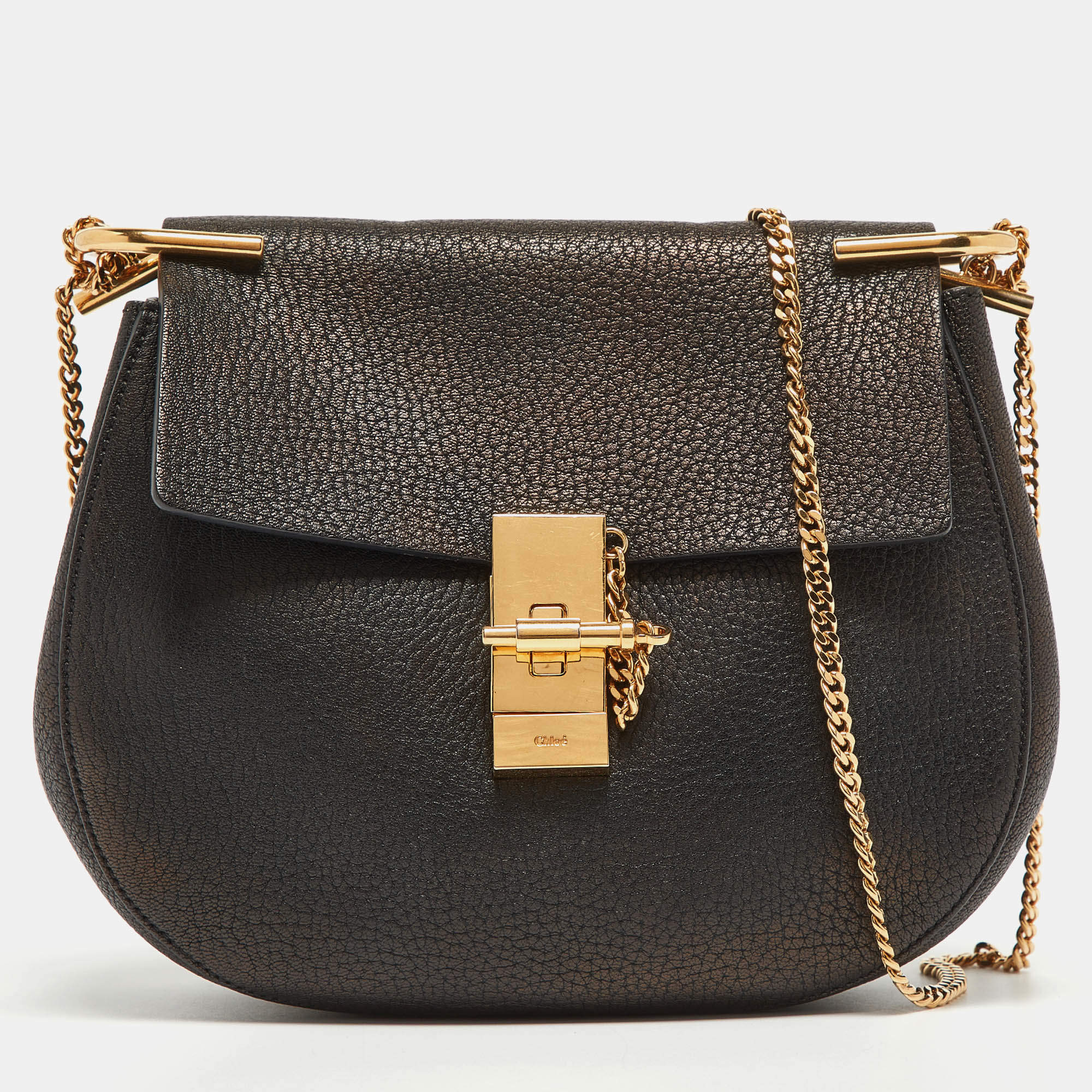 مملوكة مسبقًا Chloe Black Leather Medium Drew Shoulder Bag