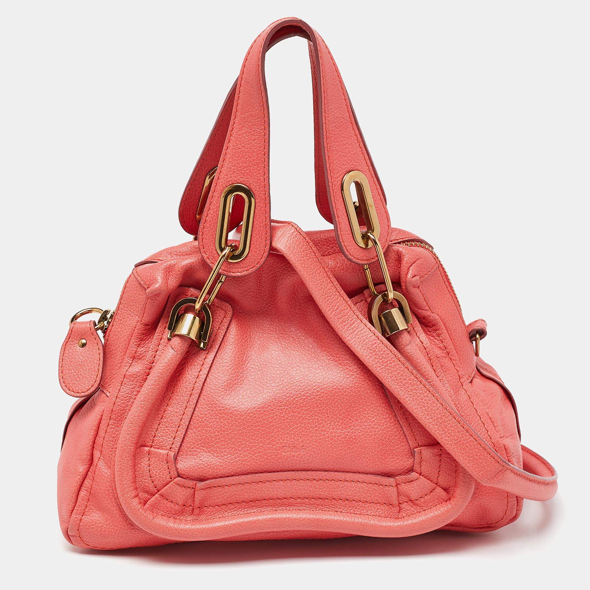 Chloe Coral Leather Small Paraty Bag