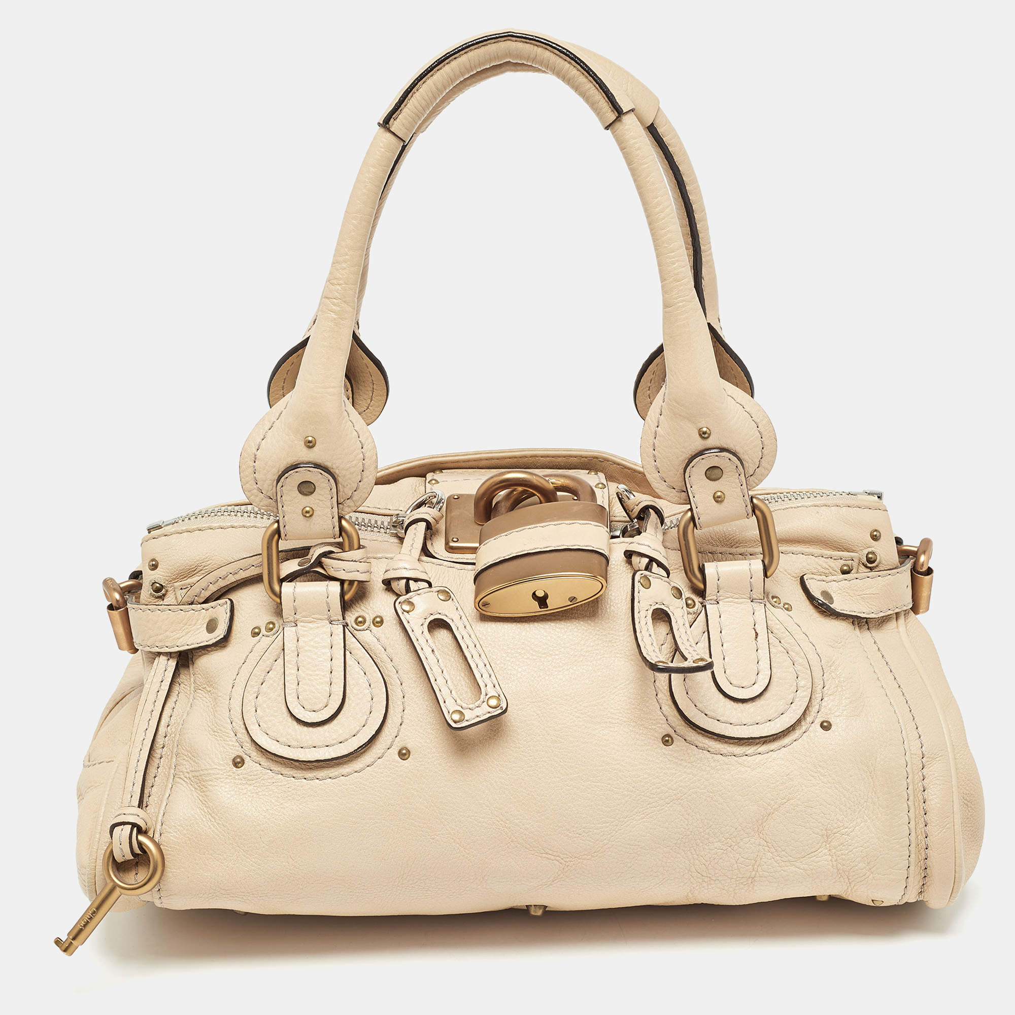 Pre Owned Chloe Beige Leather Medium Paddington Satchel