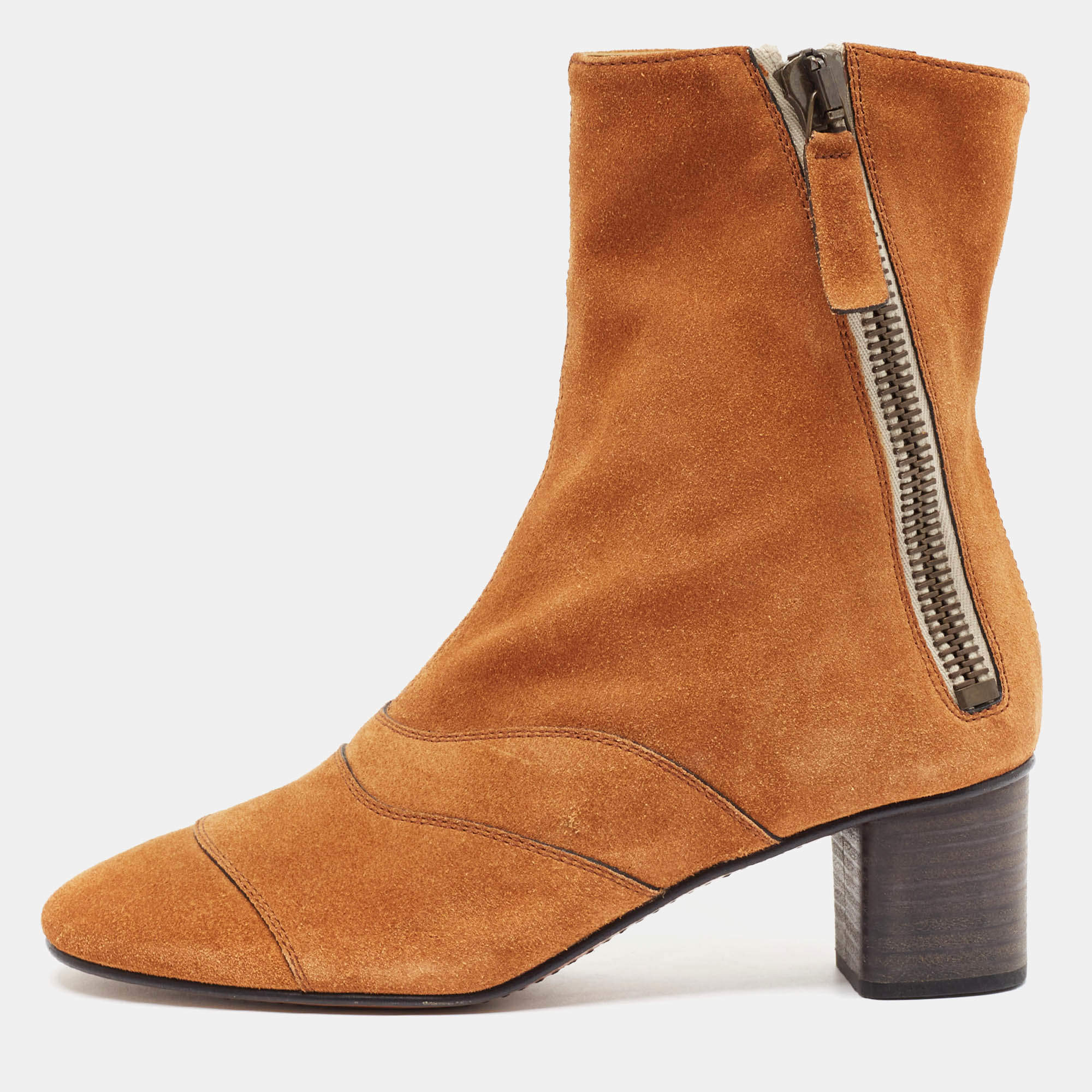 Chloe Brown Suede Ankle Boots Size 37.5