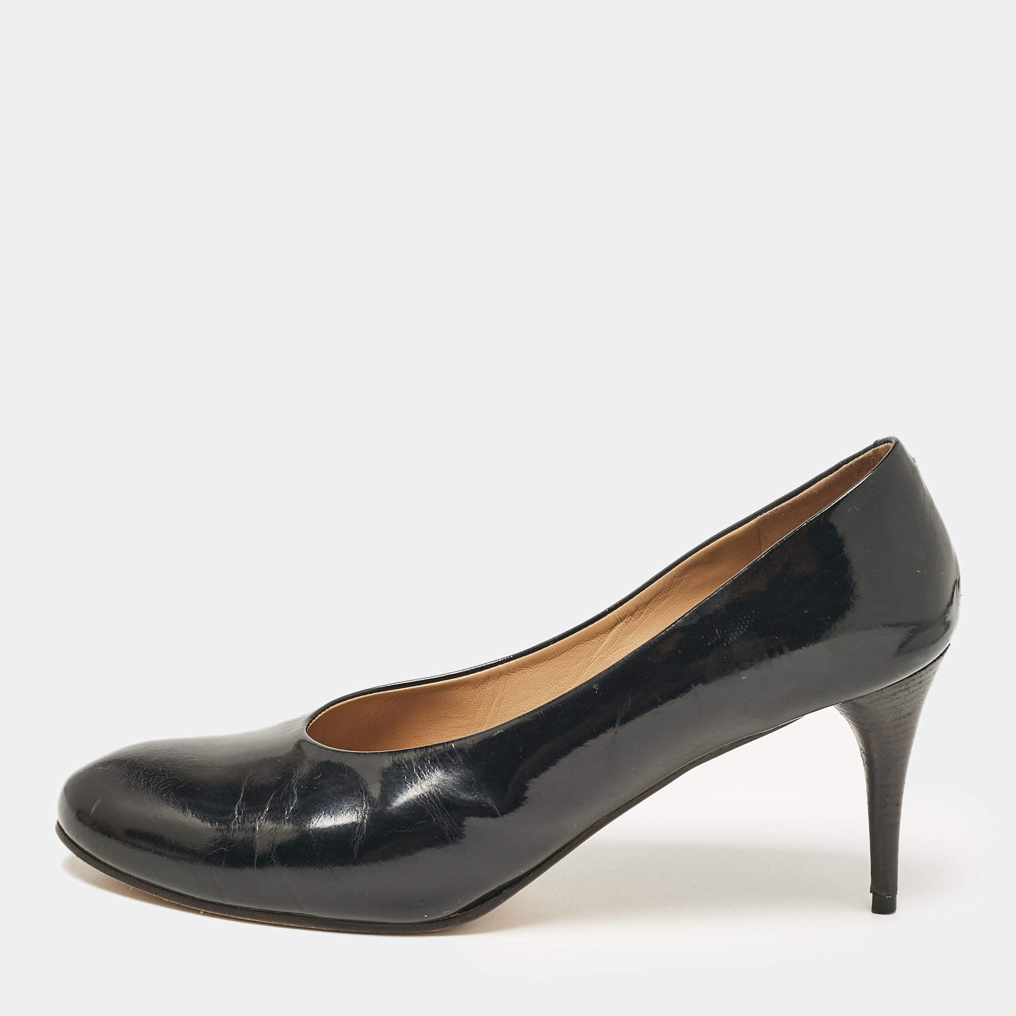 Chloe Black Leather Round Toe Pumps Size 41
