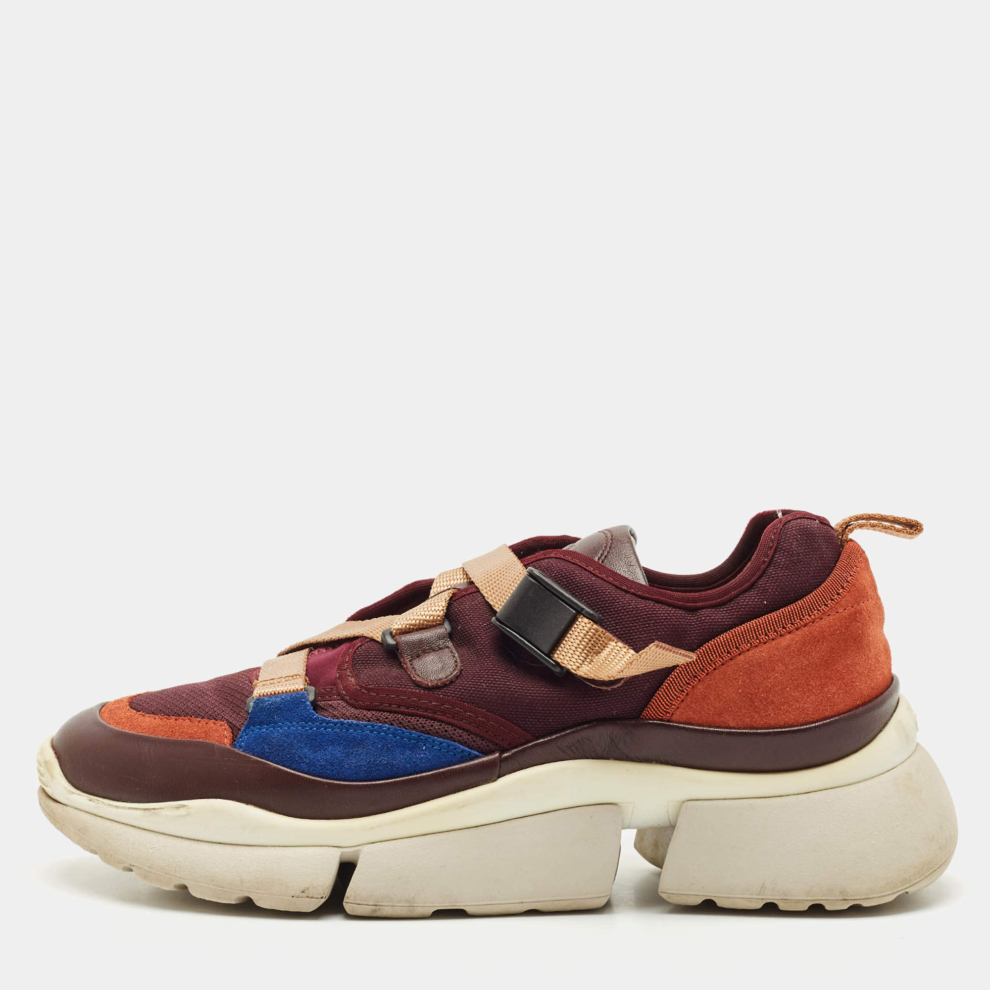 Chloé Multicolor Suede and Mesh Sonnie Sneakers Size 39