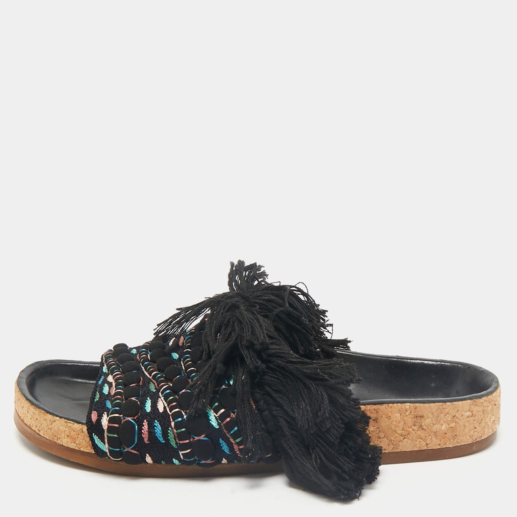 Chloe Multicolor Crochet Wavy Flat Sandals Size 37