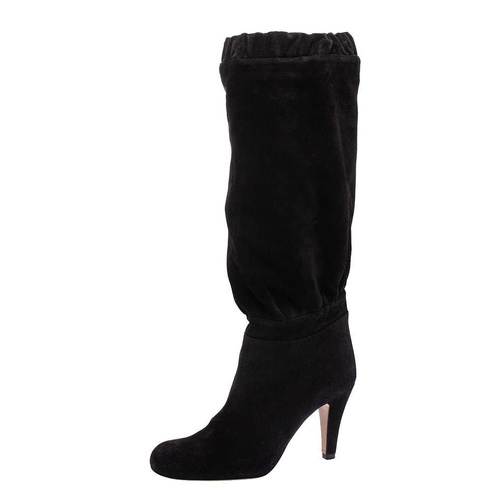 Pre Owned Chloe Black Suede Knee High Boots Size 37