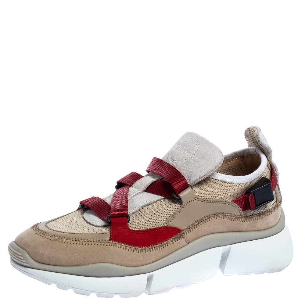 Pre Owned حذاء رياضي كلوي سويدي وقماش متعدد الألوان سليب أون مقاس 40