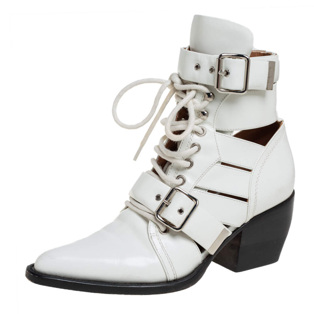 chloe white booties