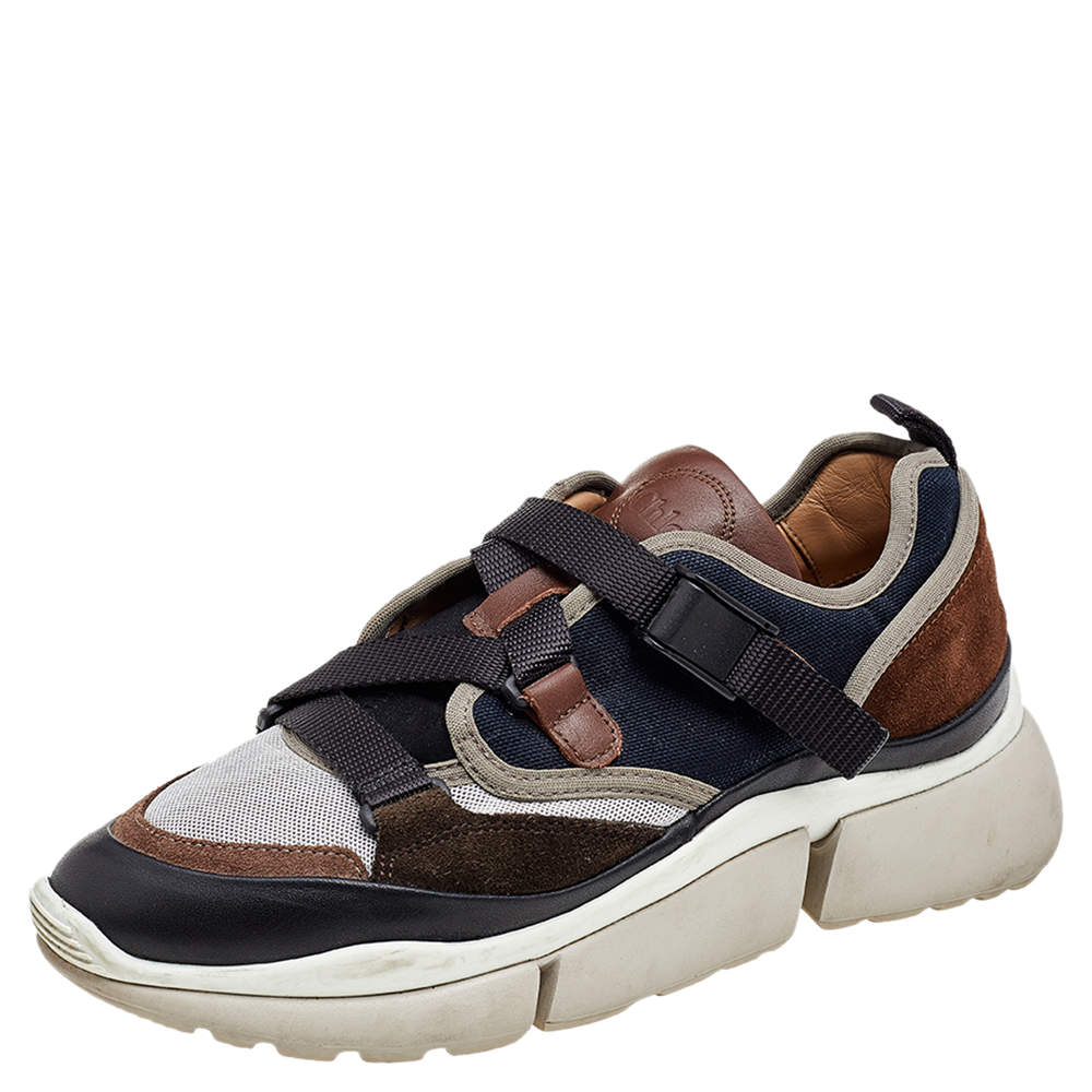 Pre Owned Chloe Multicolor Mesh And Suede Sonnie Low Top Sneakers Size 38