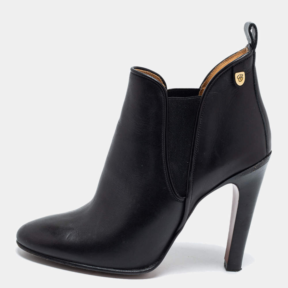 Pre Owned Chloe Black Leather Ankle Booties Size 40