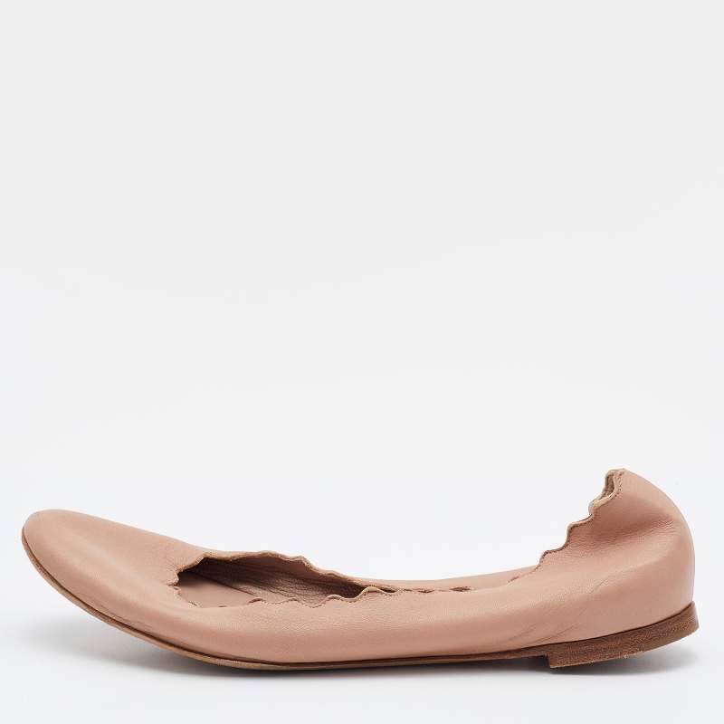Chloe Beige Leather Laurena Scalloped Ballet Flats Size 38 Chloe | The ...