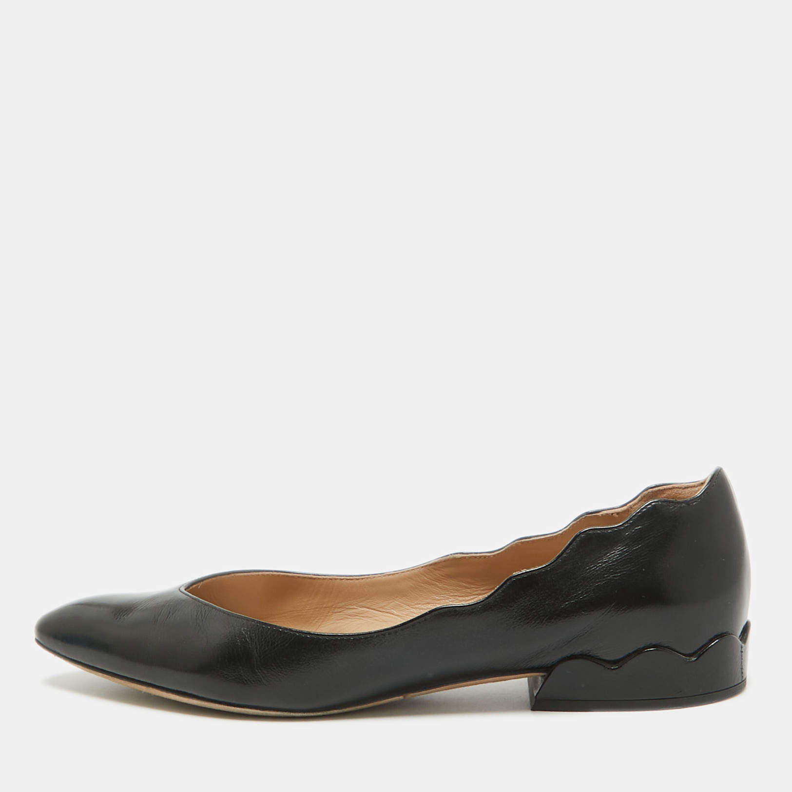 Chloe Black Leather Pointed Toe Ballet Flats Size 37
