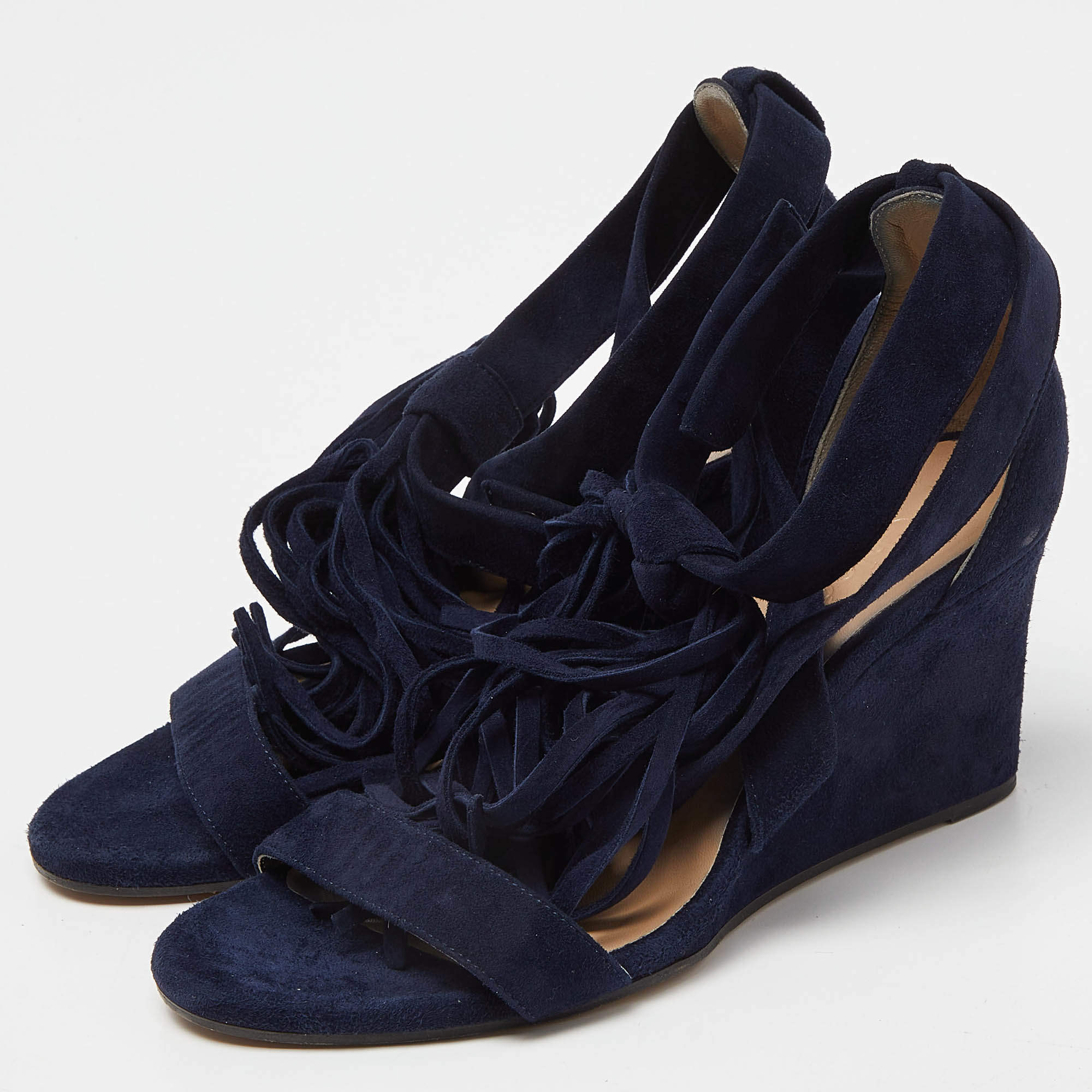 Navy suede wedge sandals hotsell