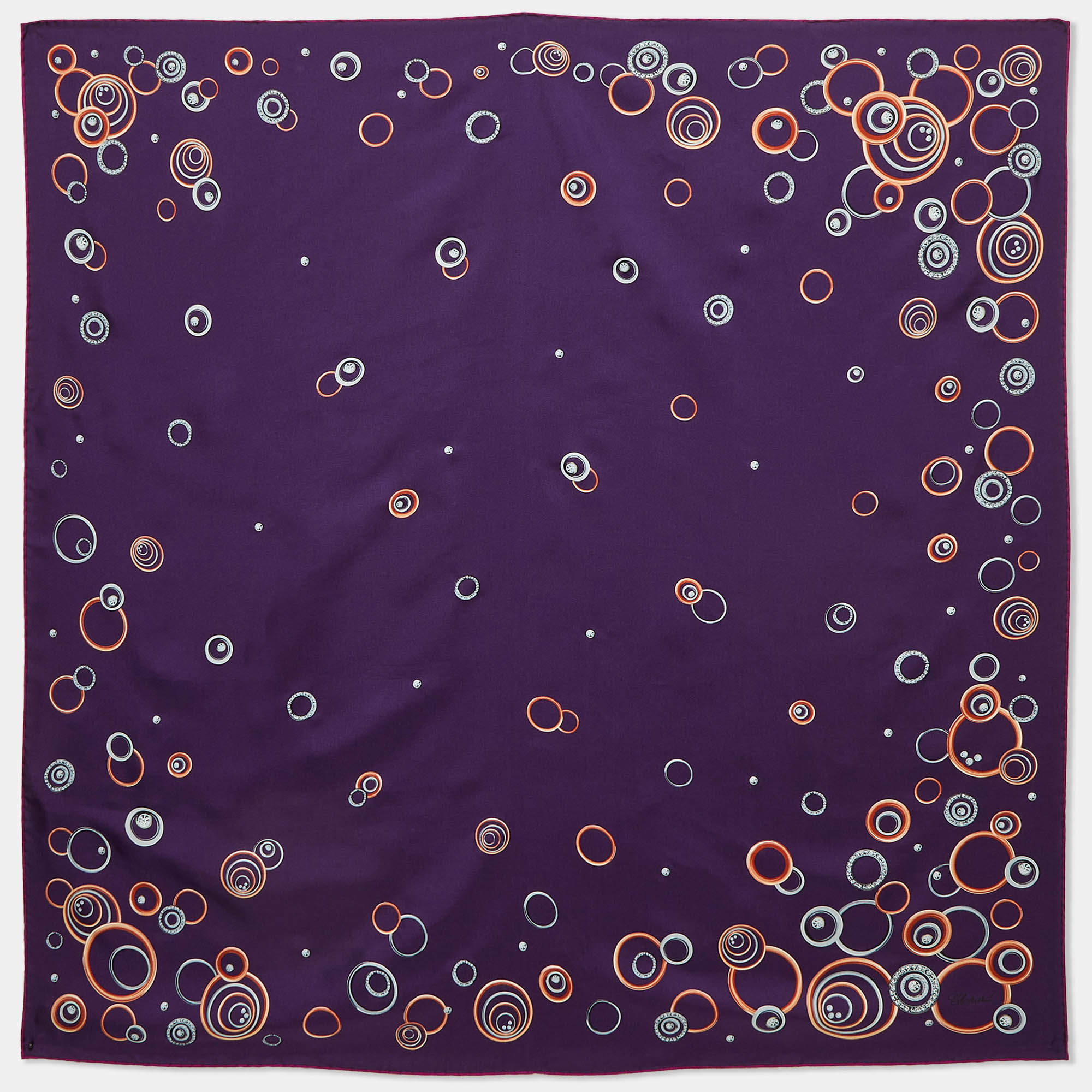 Pre Owned Chopard Purple Happy Spirit Silk Scarf