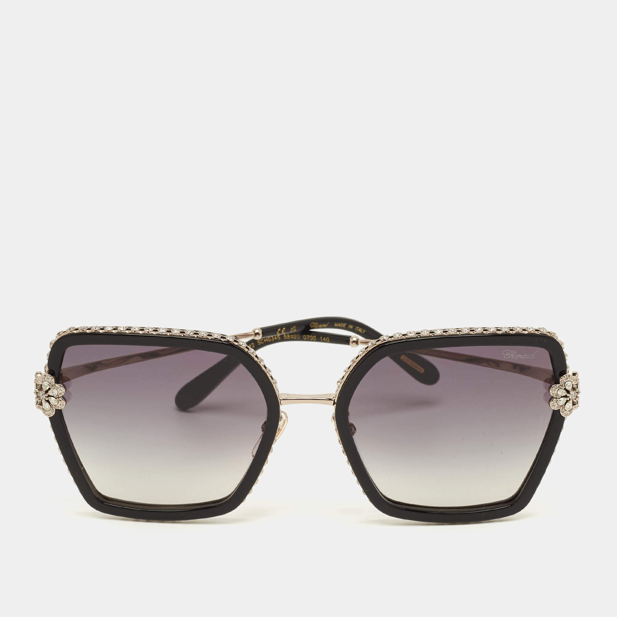 Pre Owned Chopard Black Gradient SCHG34S Red Carpet Square Sunglasses