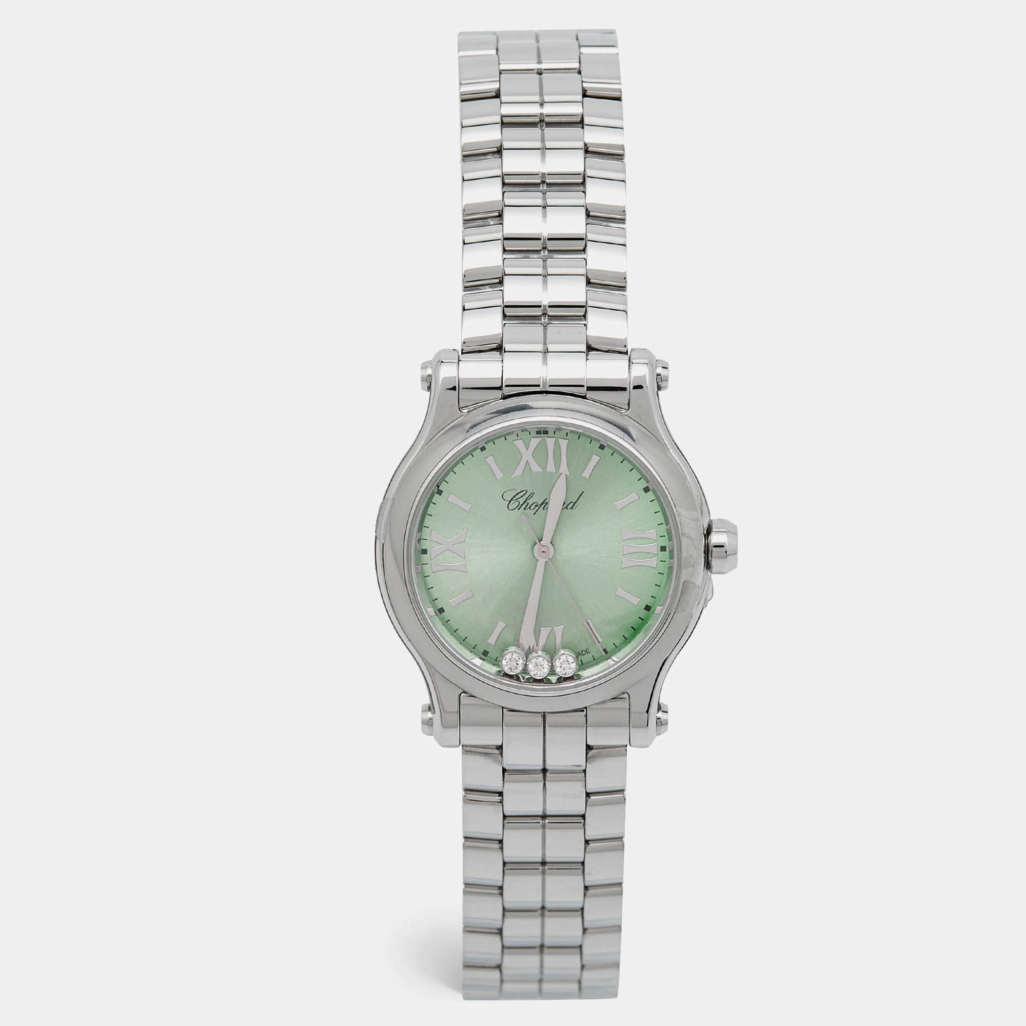 Chopard Green Stainless Steel Diamond Happy Sport 278590-3013 Women's Wristwatch 30 mm
