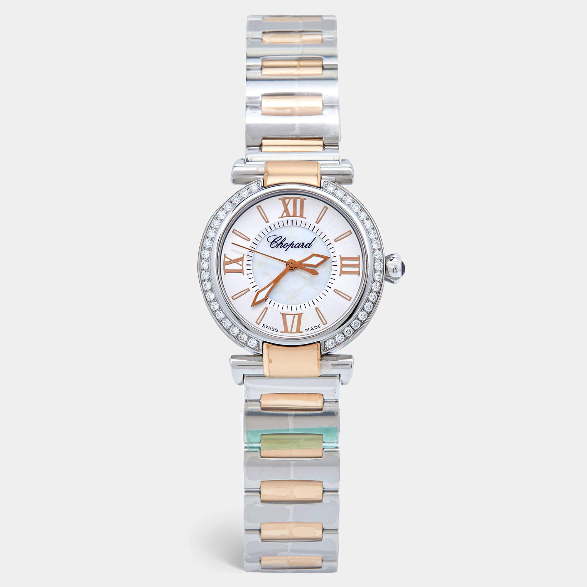 Chopard Mother Of Pearl Diamond 18K Rose Stainless Steel Imperiale 388563-6008 Women's Wristwatch 29 mm