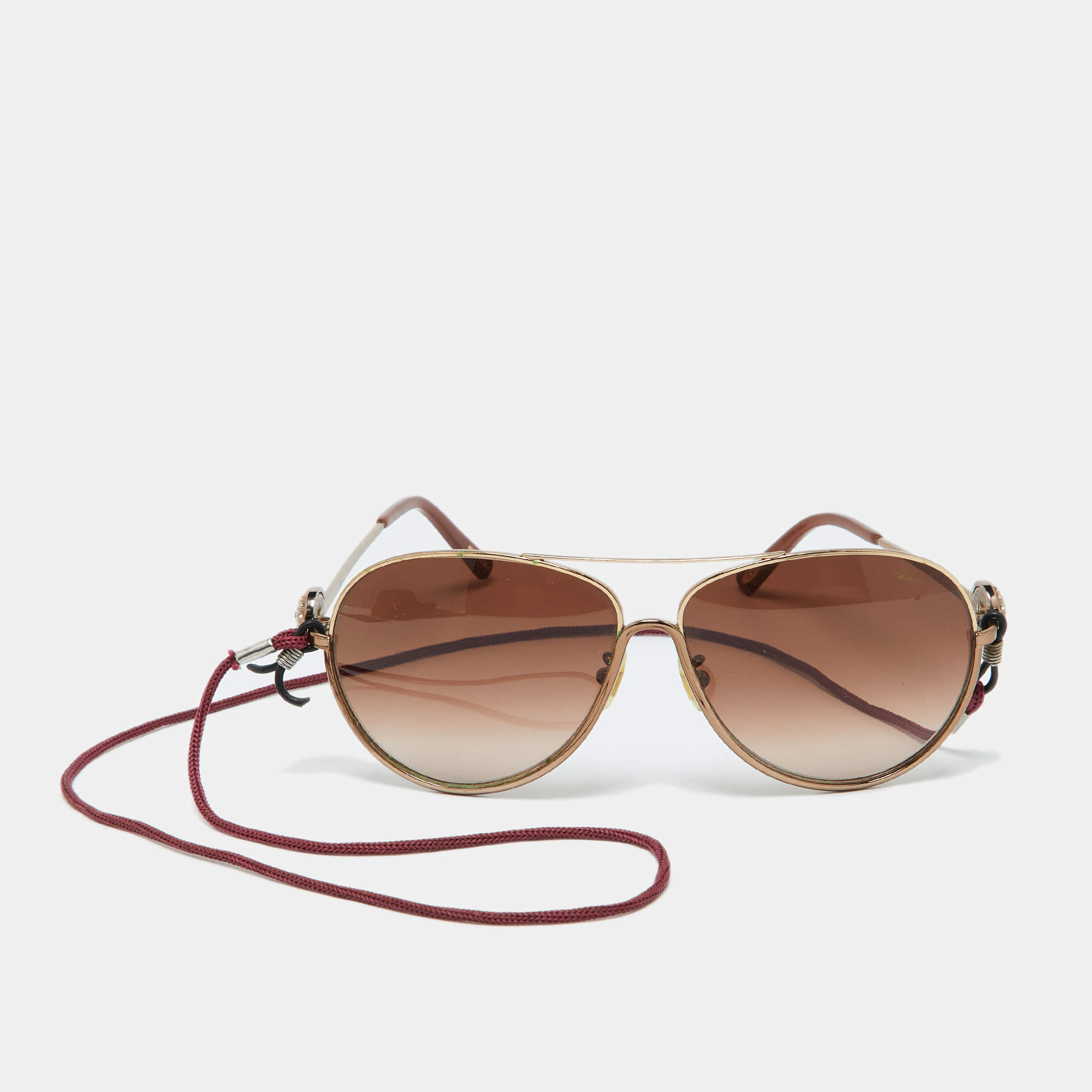 Chopard Gold Tone/Brown Gradient SCHB23S Aviator Sunglasses