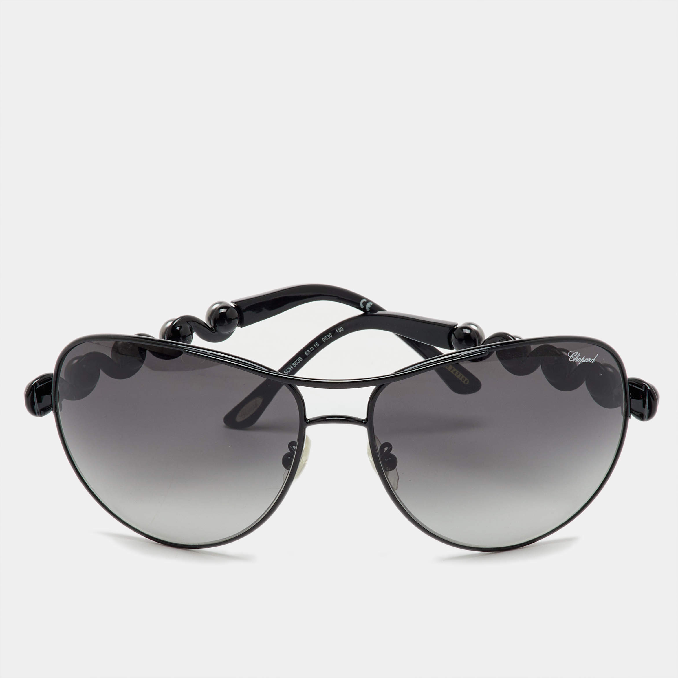 Chopard Black Tone/Grey Gradient Embellished Swirl SCH803S Aviator Sunglasses