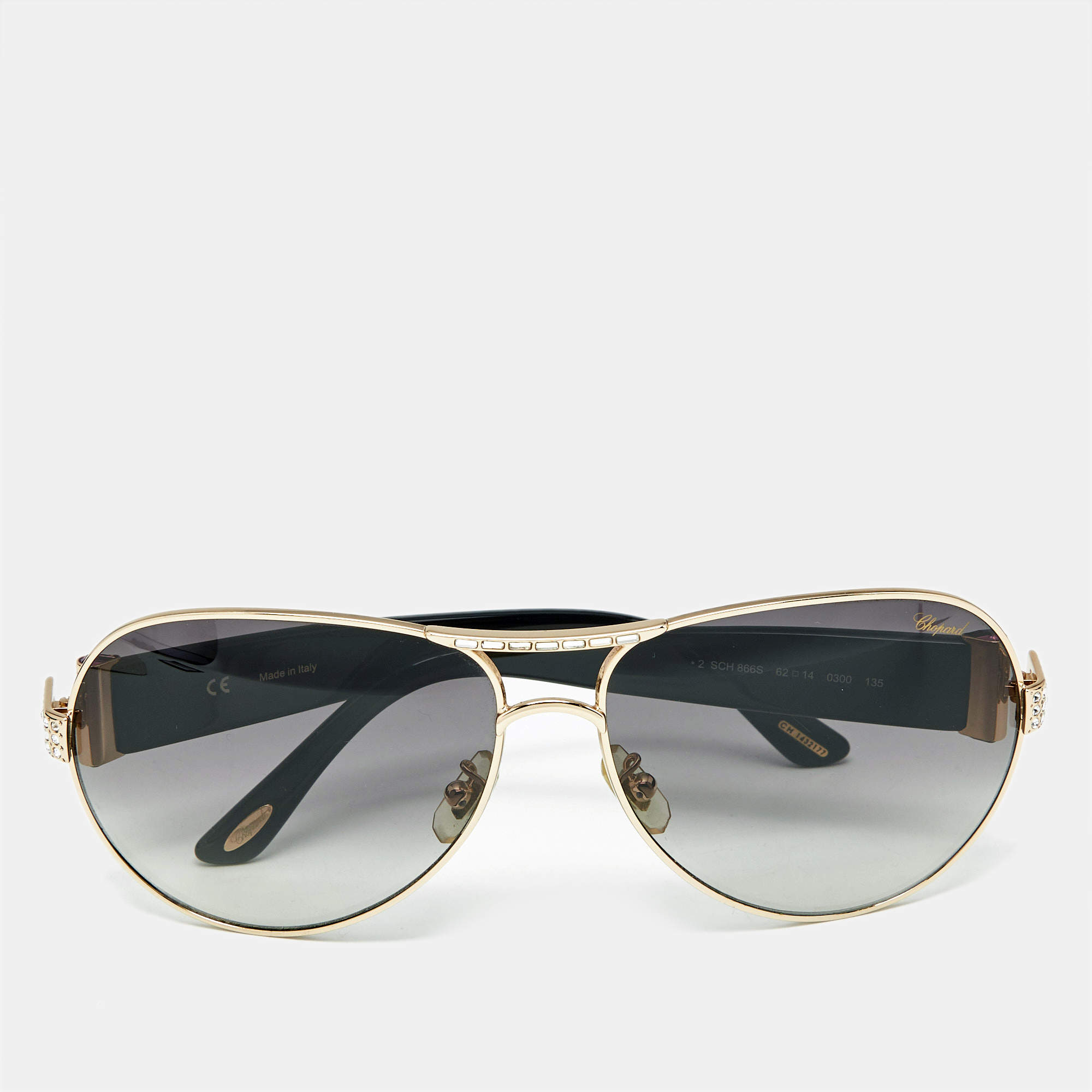 Pre Owned Chopard Black Gradient SCH 866S Crystal Aviator Sunglasses