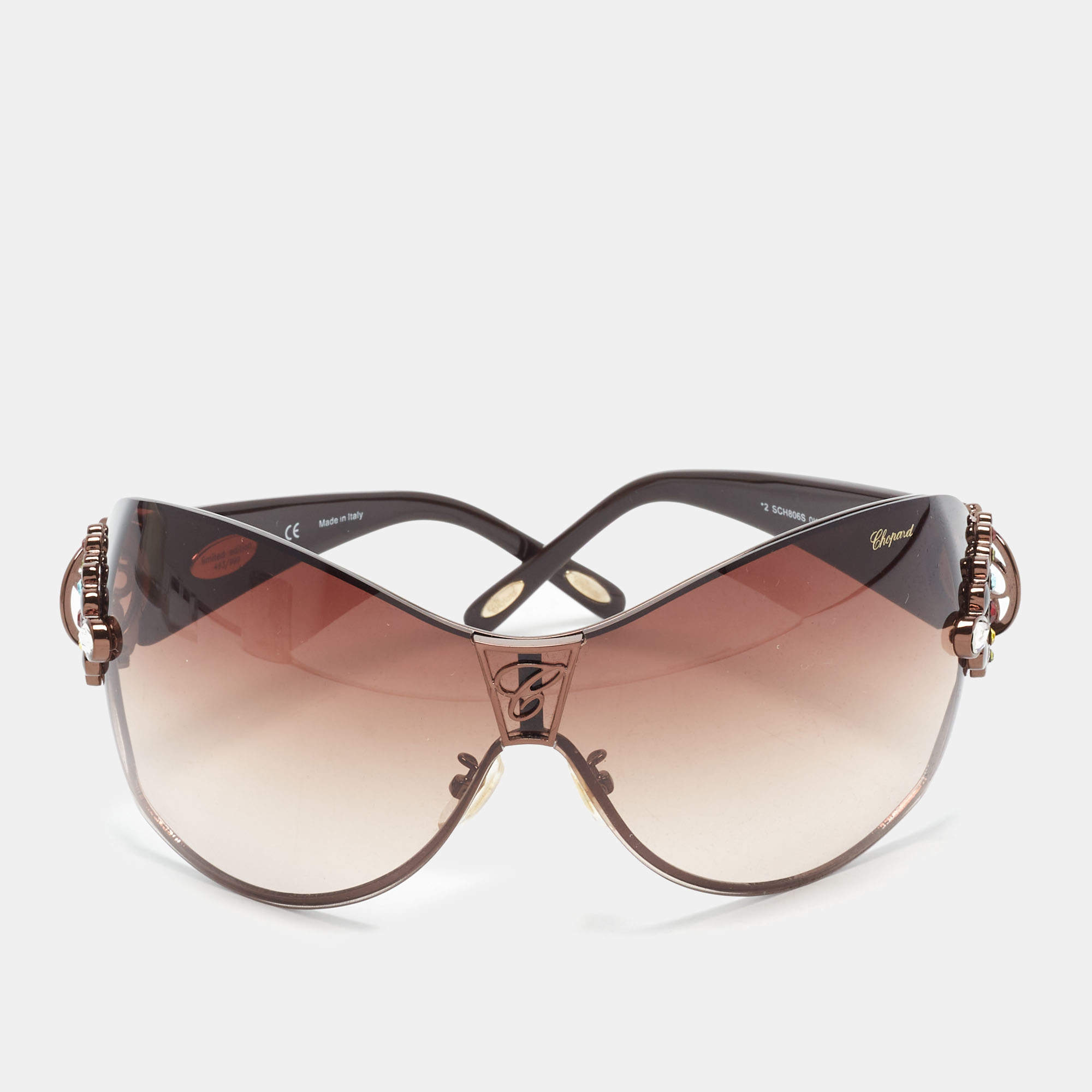 Pre Owned Chopard Bronze Gradient SCH806S Limited Edition 493/999 Shield Sunglasses