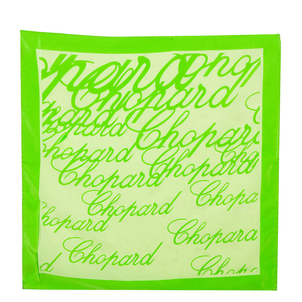 منديل شوبارد حرير مطبوع شعار الماركة أخضر