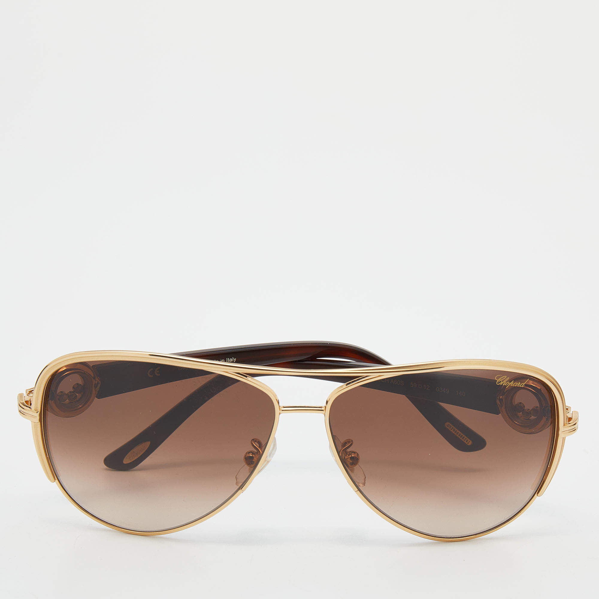 Chopard Havana Brown Brown Gradient SCH A60S Emblished Aviator Sunglasses