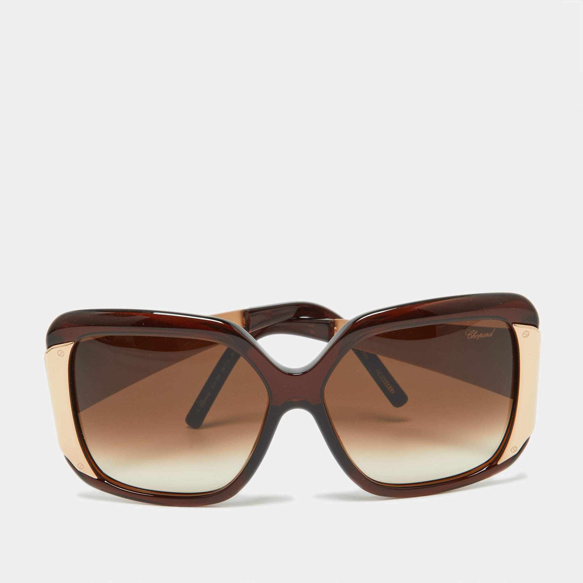Chopard Brown/Brown Gradient SCH064 Oversized Sunglasses