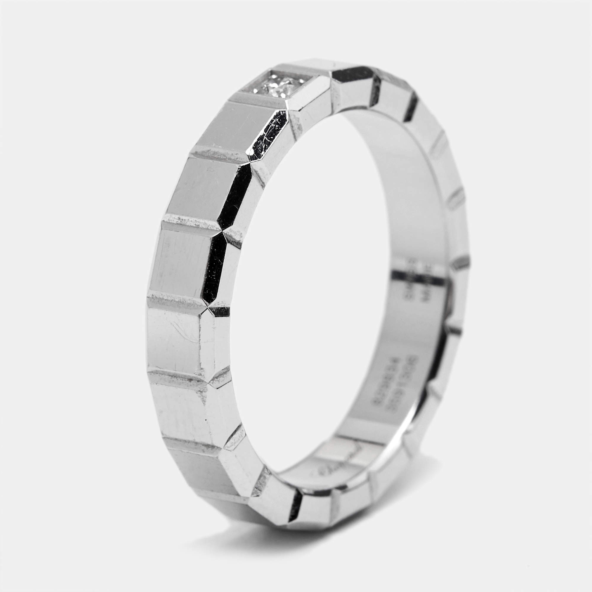 Chopard Ice Cube Diamond 18k White Gold Band Ring Size 56