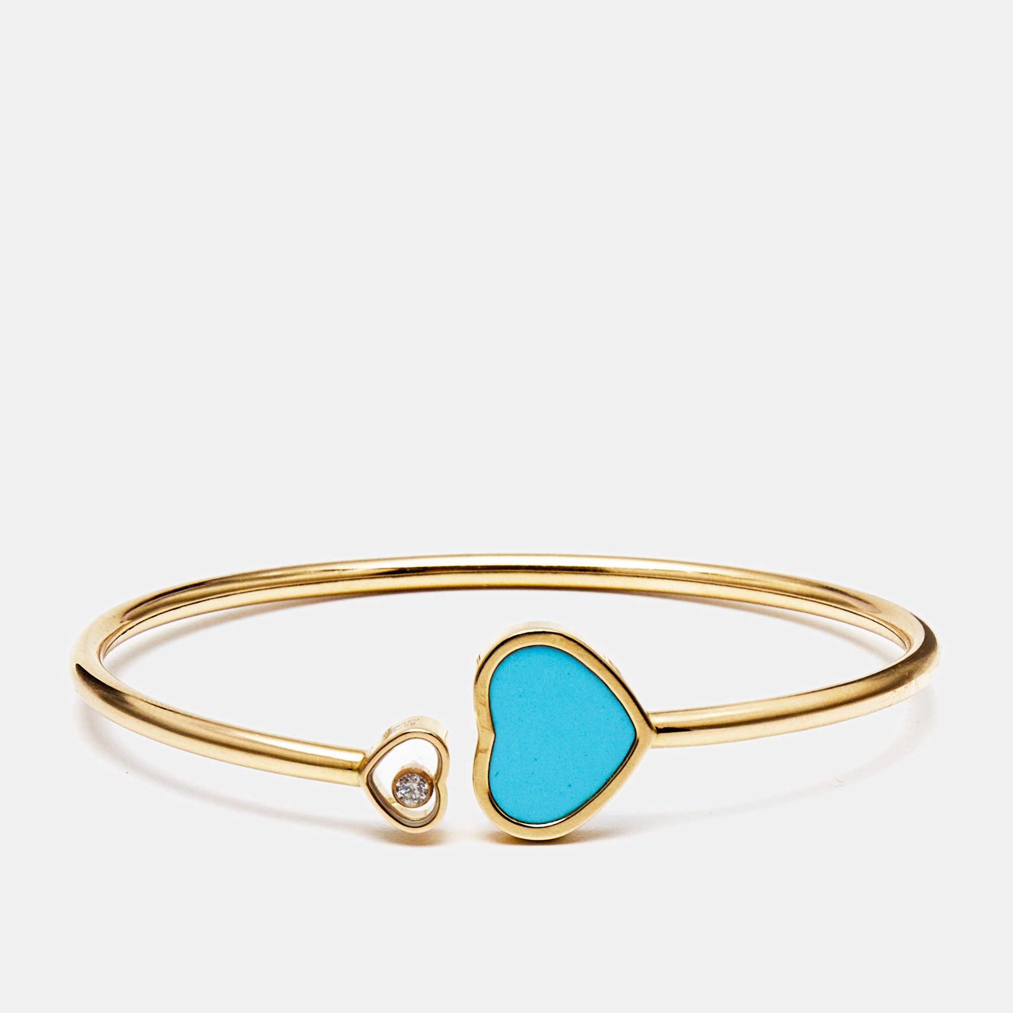 Pre Owned Chopard Happy Hearts Turquoise Diamond 18k Rose Gold Bracelet