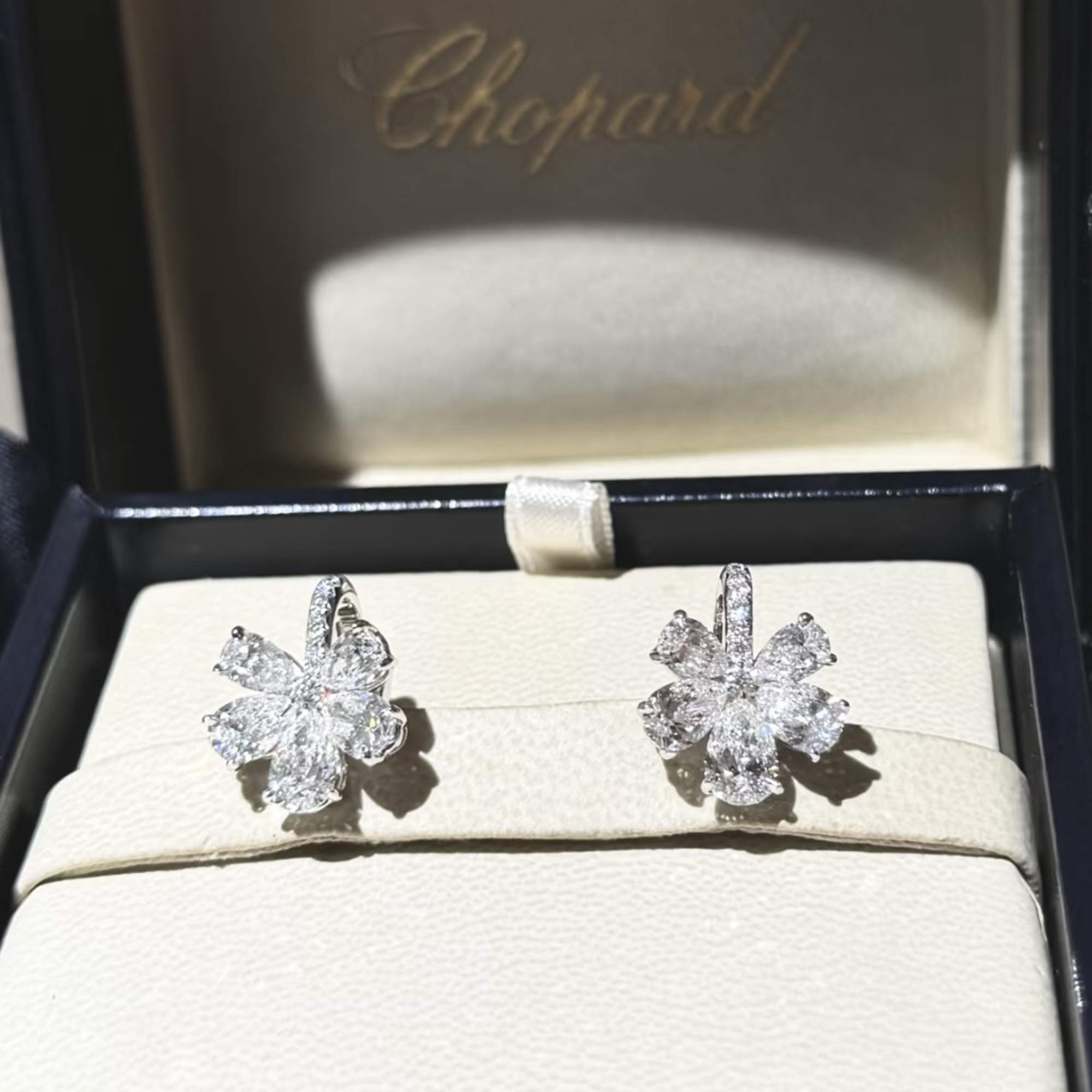 Chopard 18K White Gold Diamond 5.28Ct Floral Earrings  