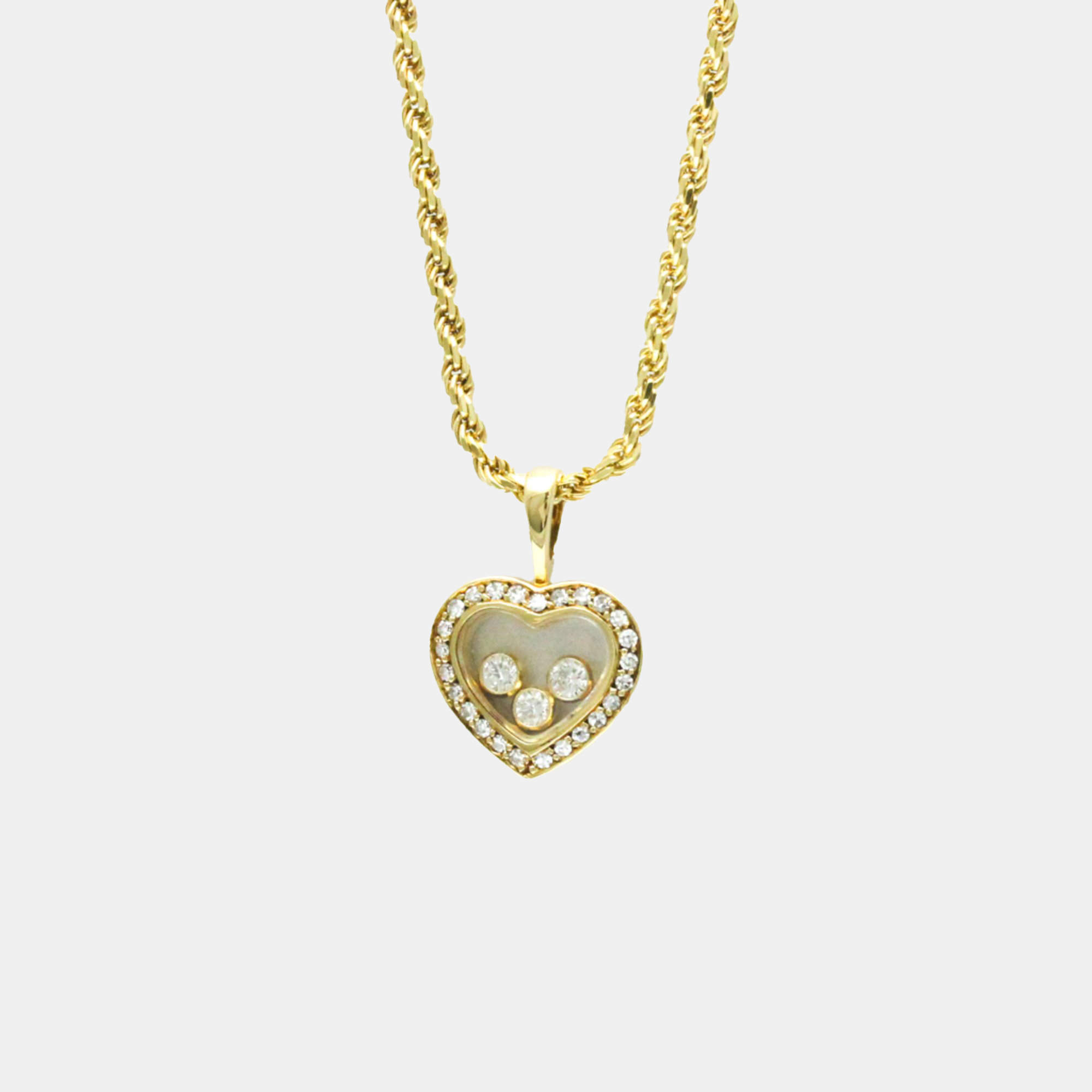 Chopard 18K Yellow Gold Diamond Happy Hearts Icon Pendant Necklace
