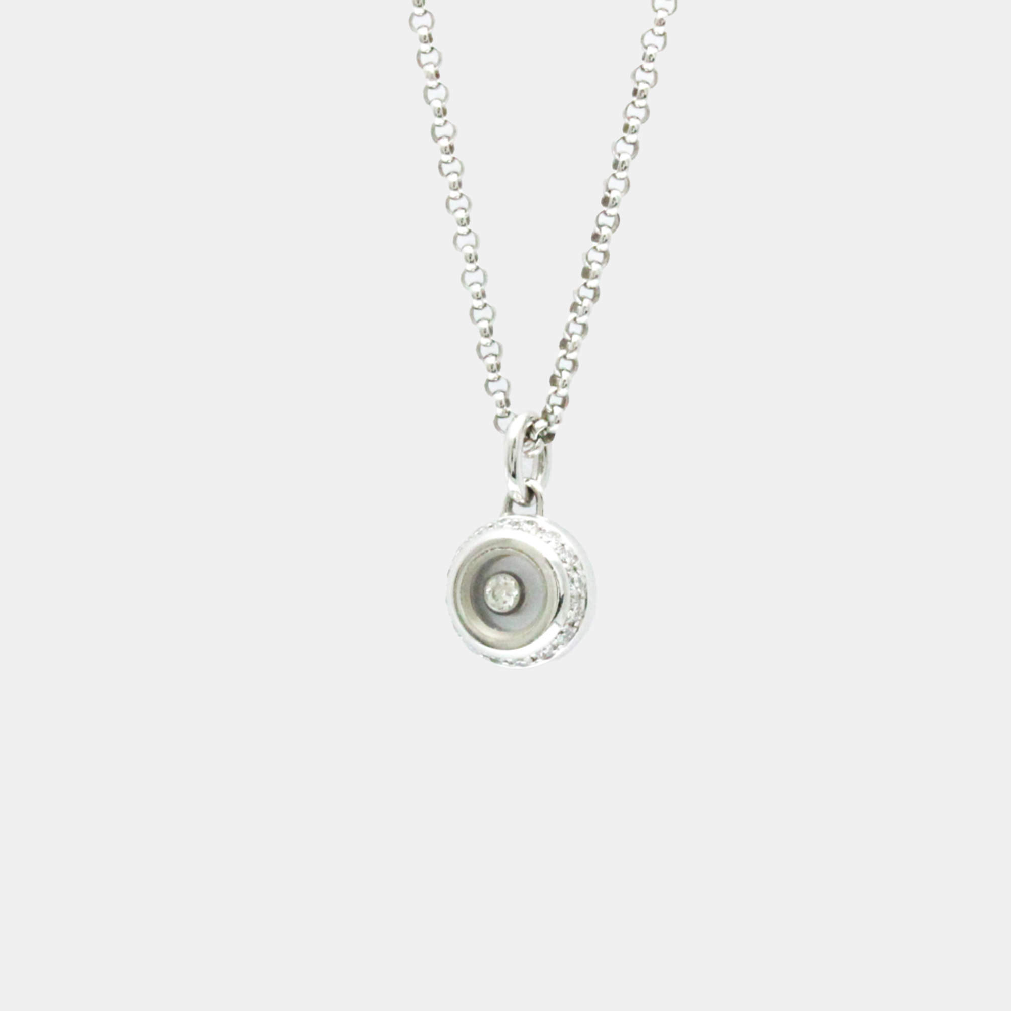 Chopard 18K White Gold Diamond Miss Happy Necklace 