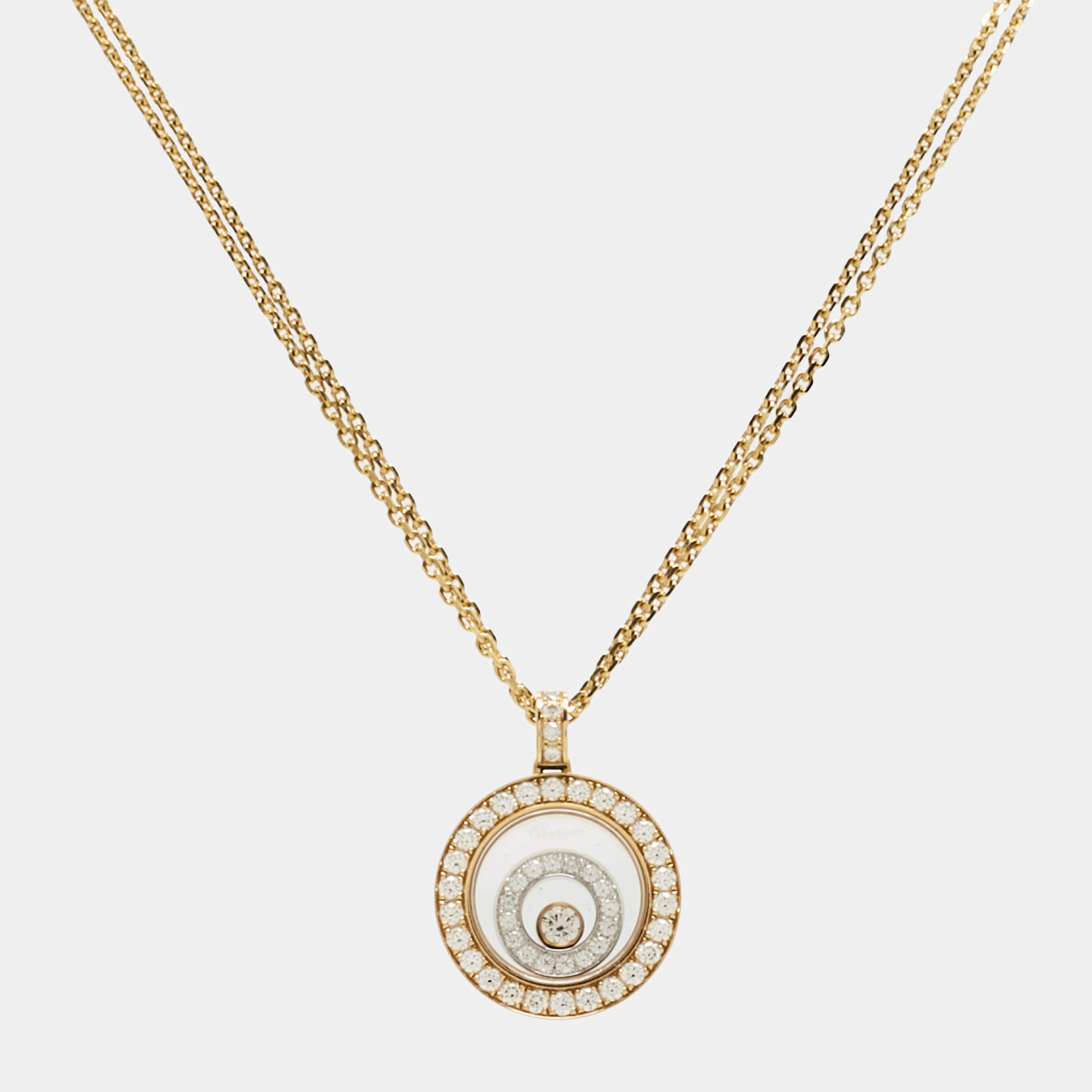 Pre Owned Chopard Happy Spirit Diamonds 18k Two Tone Gold Necklace