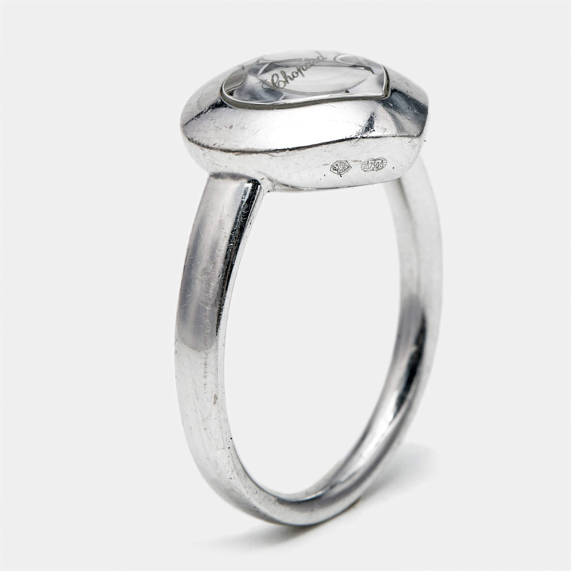 Chopard Happy Hearts Diamonds 18k White Gold Ring Size 53