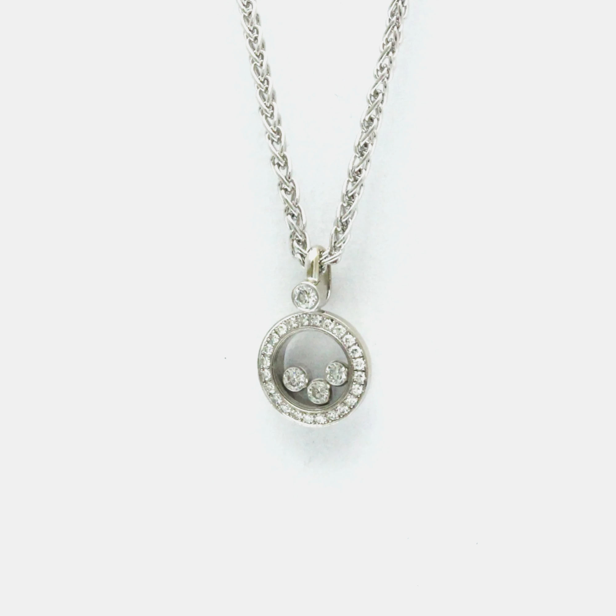 Pre Owned Chopard Happy Diamonds Icon 18K White Gold and Diamond Pendant Necklace