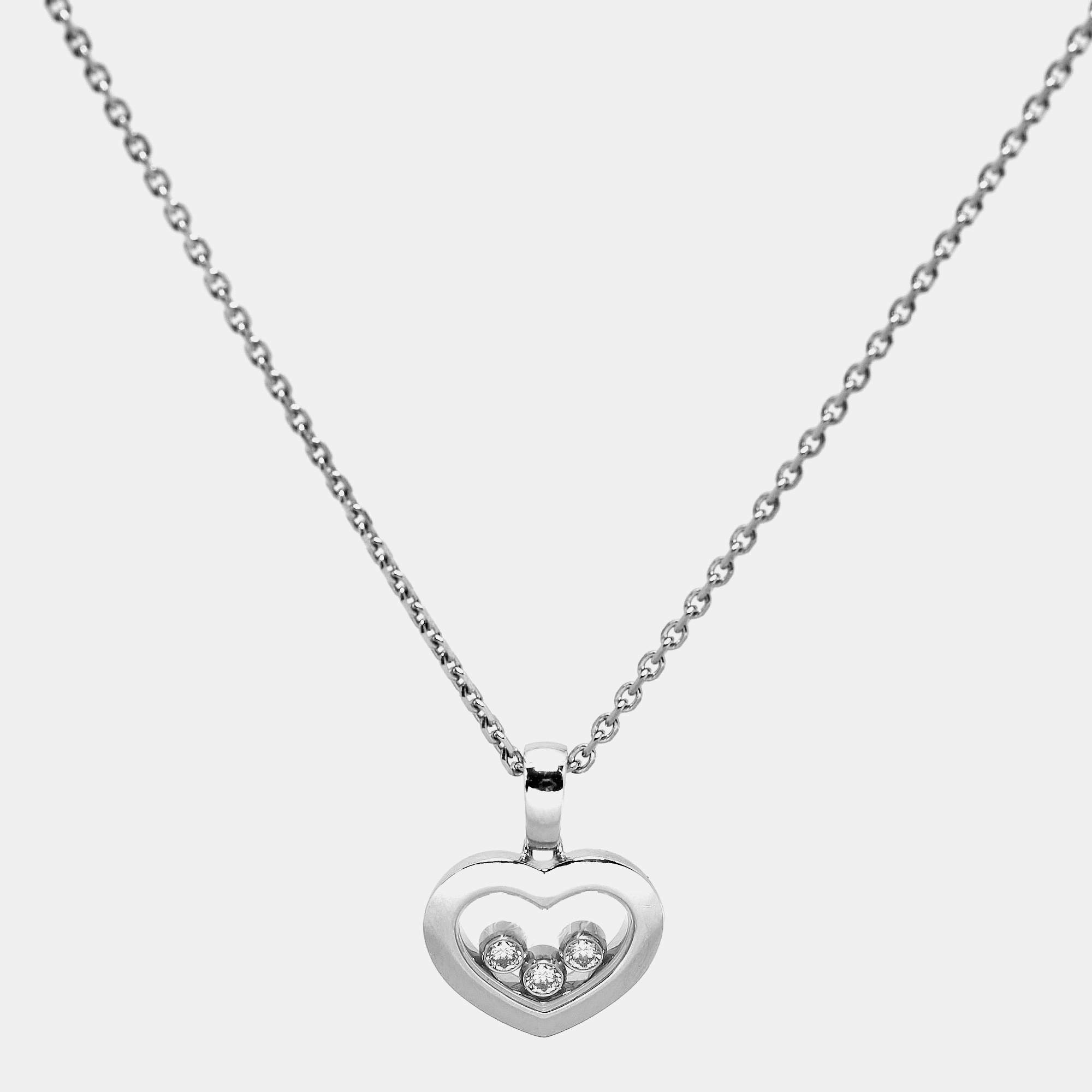 Pre Owned Chopard Happy Diamonds Icon Diamond 18k White Gold Necklace
