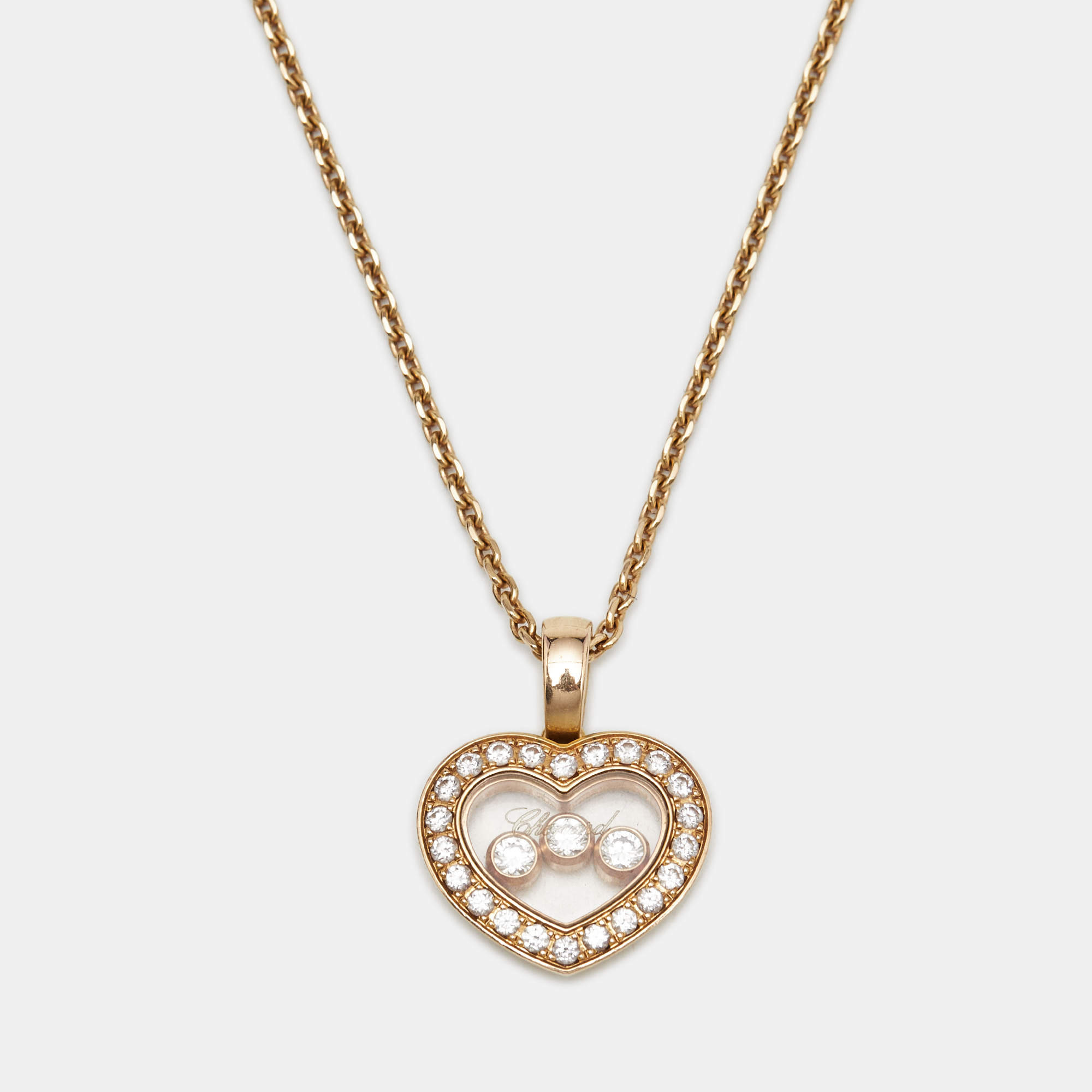 Pre Owned Chopard Happy Diamonds 18k Rose Gold Pendant Necklace