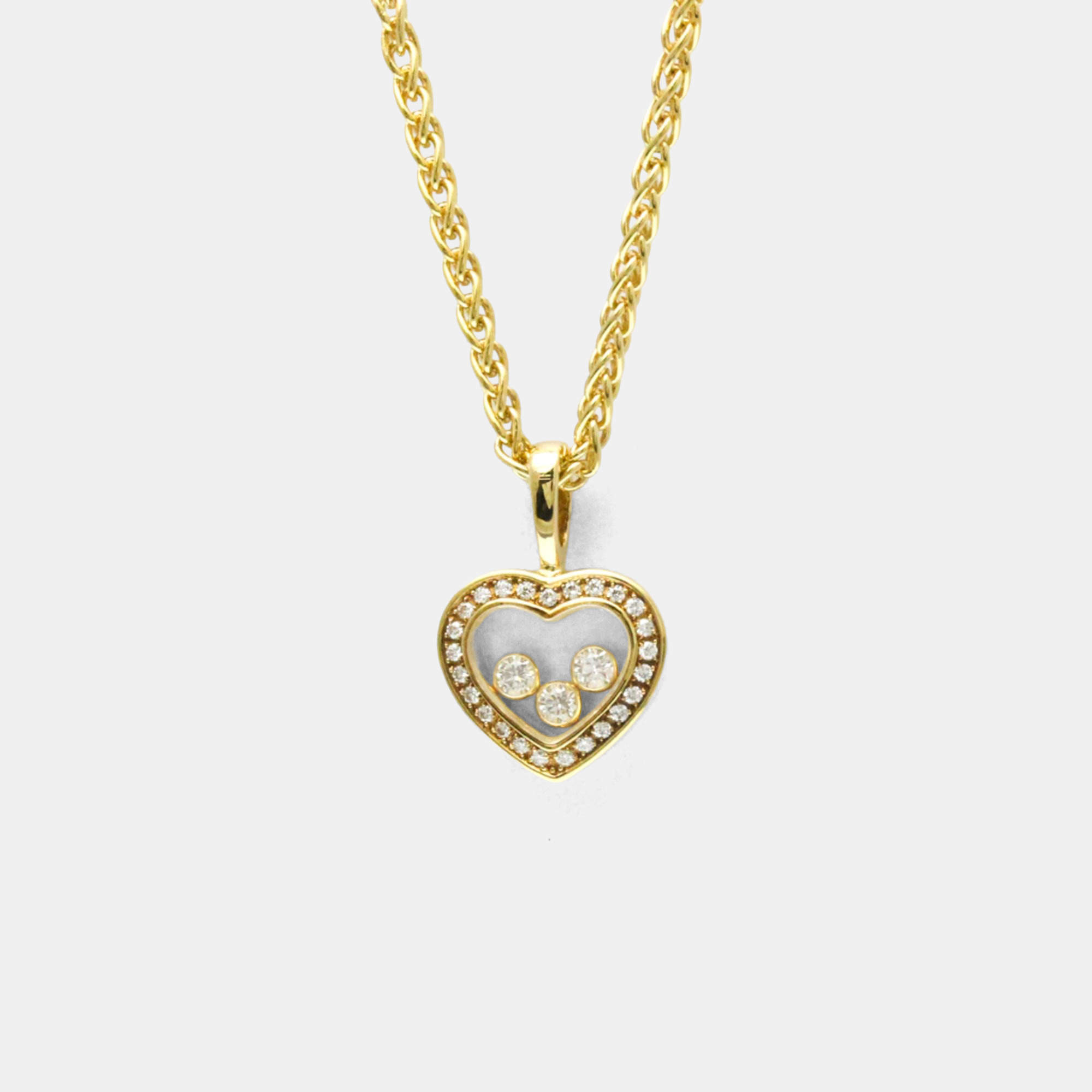 Pre Owned Chopard Happy Diamonds 18K Yellow Gold Diamond Necklace 