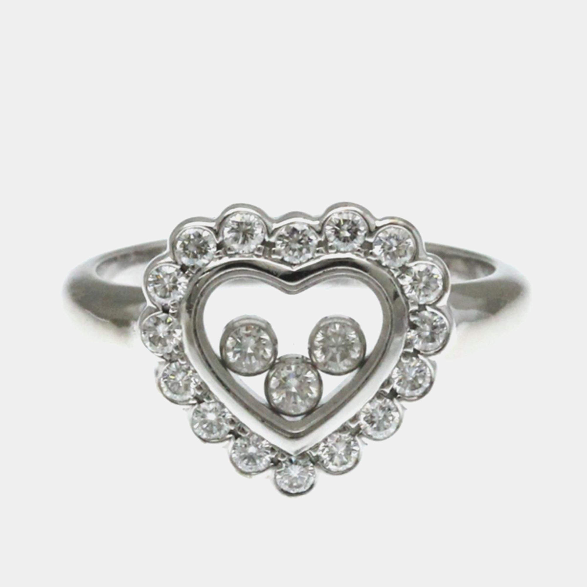 Pre Owned Chopard Happy Diamonds 18K White Gold Diamonds Ring EU 55