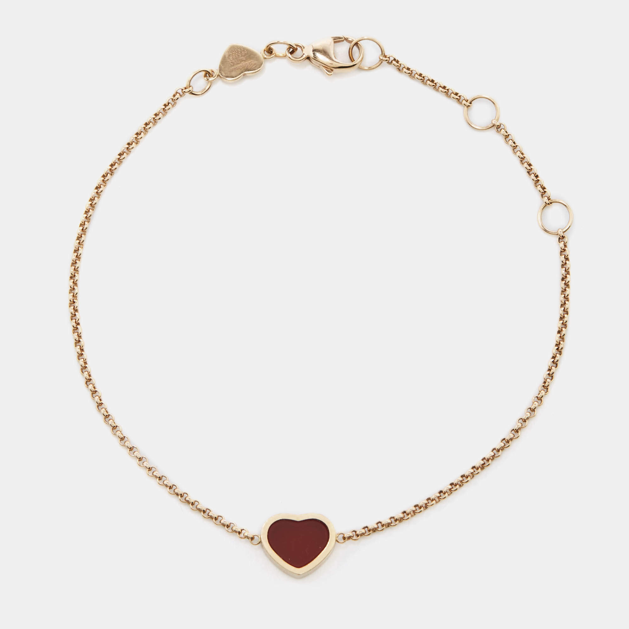 Pre Owned Chopard Happy Hearts Carnelian 18k Rose Gold Bracelet